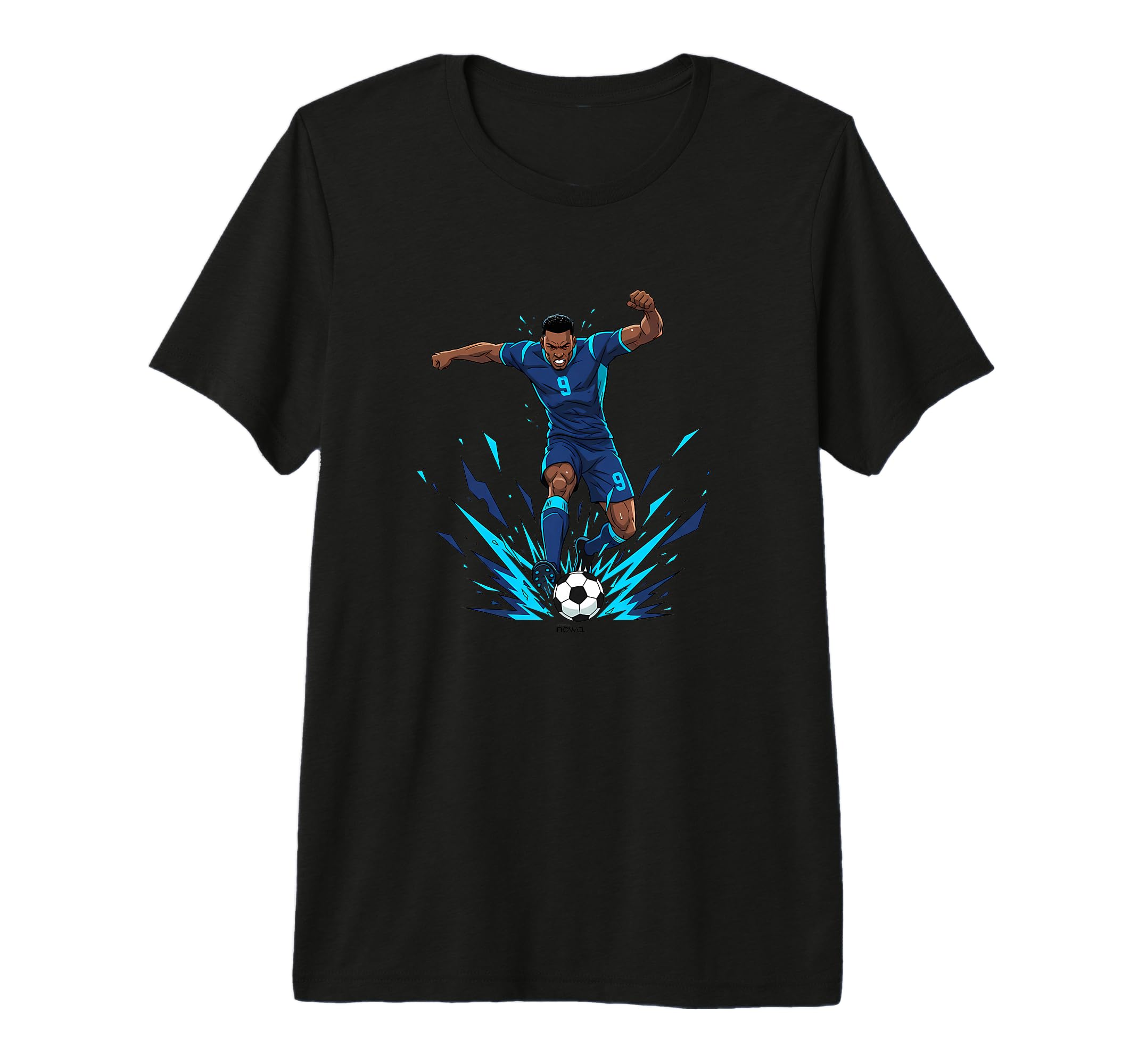 Football Soccer Blue Striker Rain T-Shirt - Aesthetic Graphic Men Women - T-Shirt, Sweatshirt, Hoodie