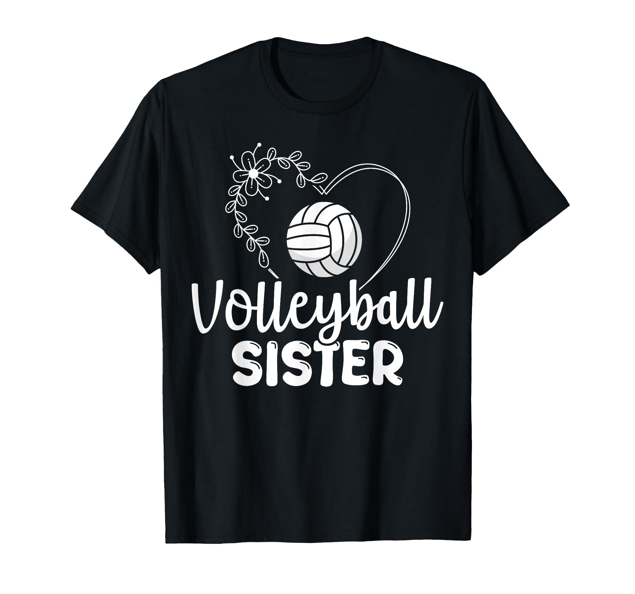 Floral Volleyball Sister Heart T-Shirt - Aesthetic Graphic Men Women - T-Shirt, Sweatshirt, Hoodie