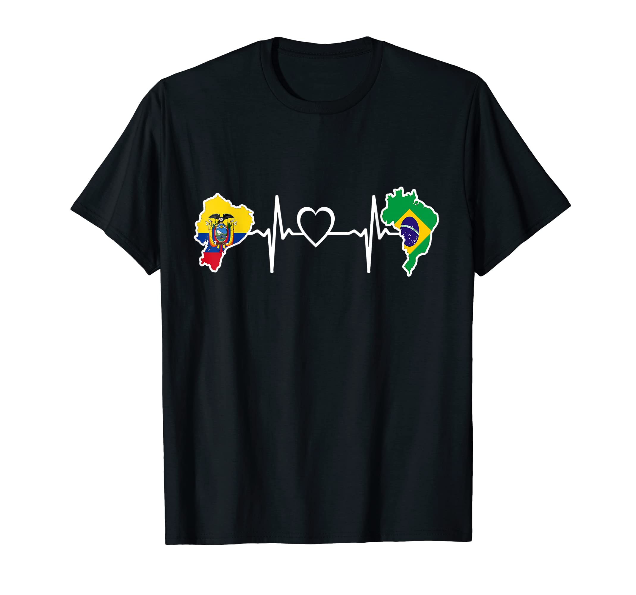 Ecuador Brazil Heartbeat Ecuadorian T-Shirt - Aesthetic Graphic Men Women - T-Shirt, Sweatshirt, Hoodie