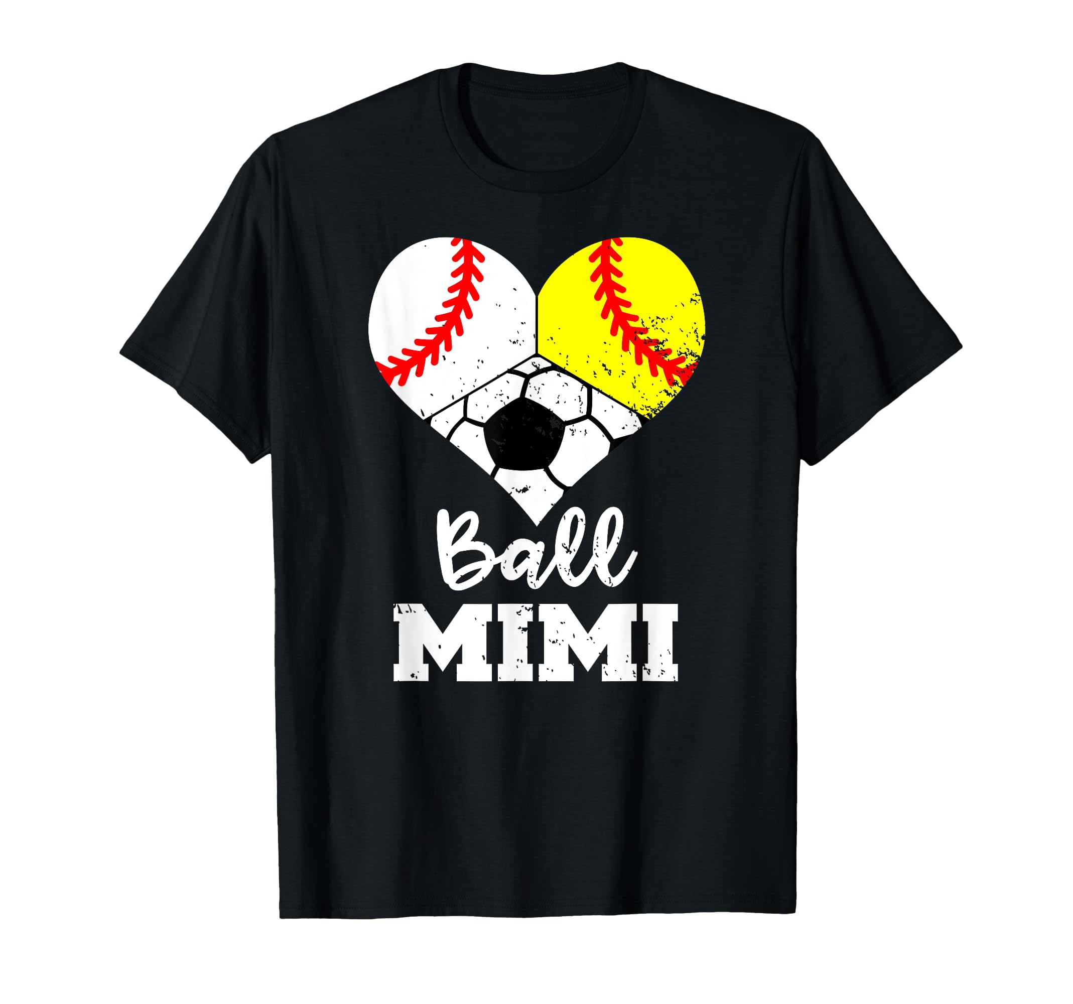 Ball Mimi Heart Funny Baseball Softball T-Shirt - Graphic Print Unisex - T-Shirt, Sweatshirt, Hoodie