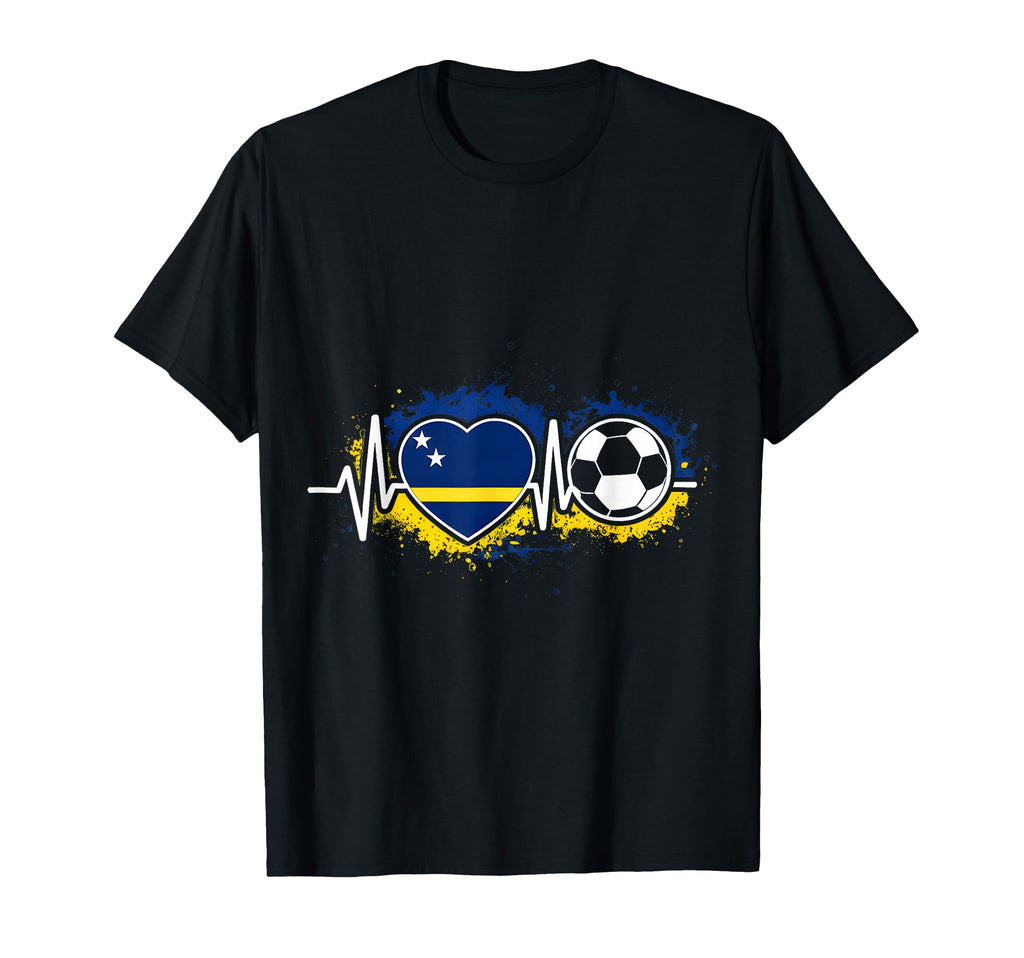 Heartbeat Curacao Flag Soccer Fan T-Shirt - Aesthetic Graphic Unisex - T-Shirt, Sweatshirt, Hoodie