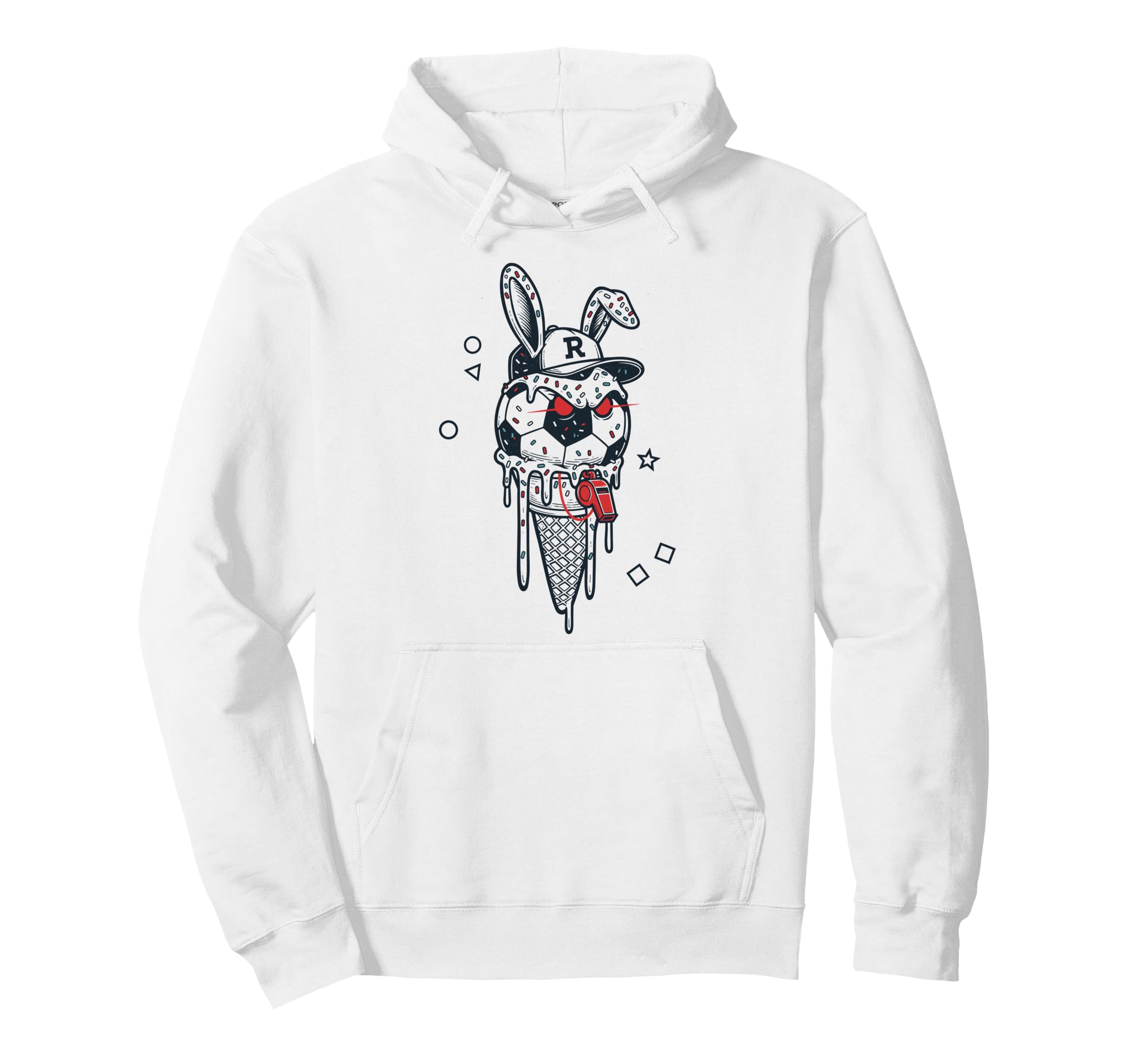 Soccer Bunny Referee Whistle Rabbit Hoodie - Custom Art Print Men Women - T-Shirt, Sweatshirt, Hoodie