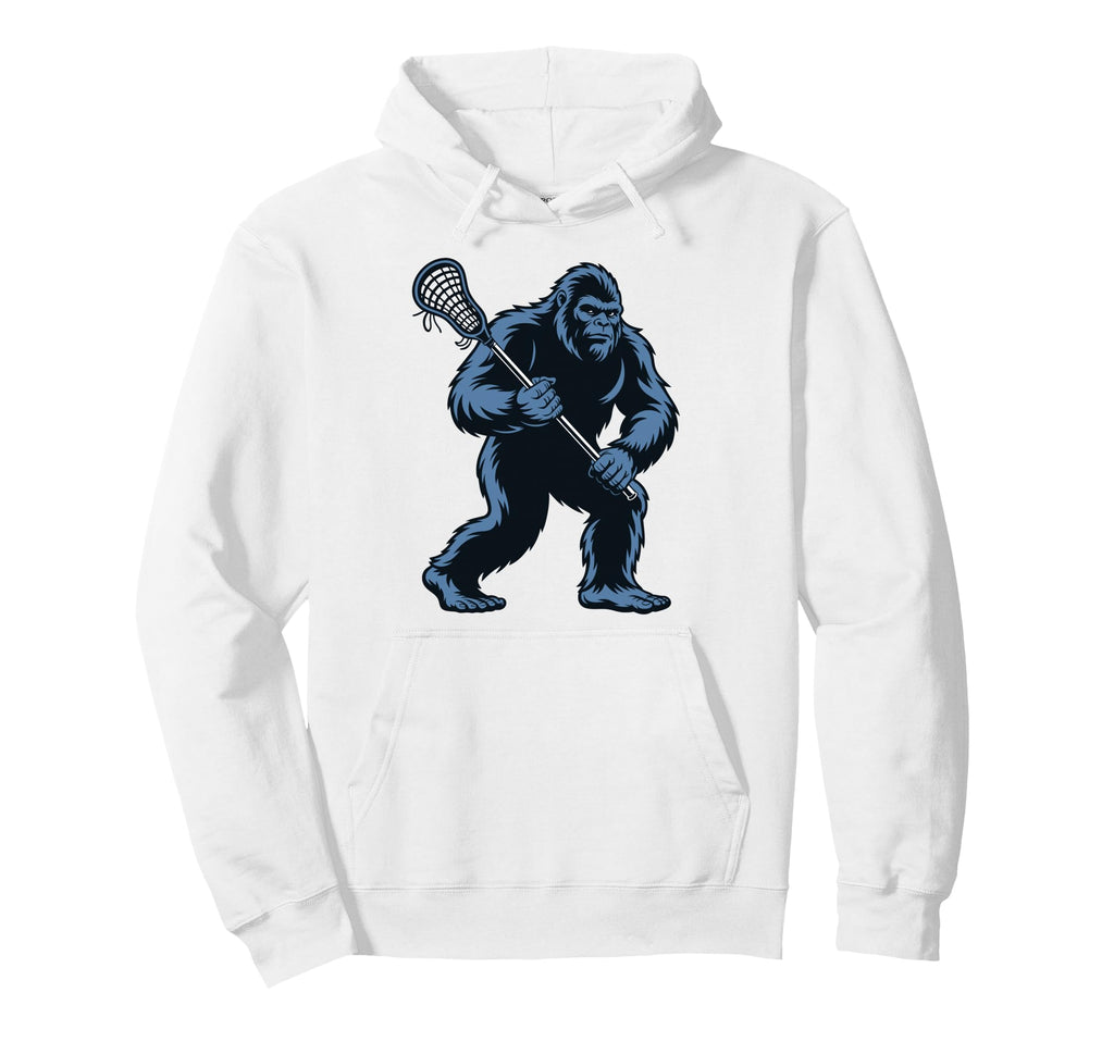 Bigfoot Lacrosse Sasquatch Lax Hoodie - Minimalist Print Unisex - T-Shirt, Sweatshirt, Hoodie