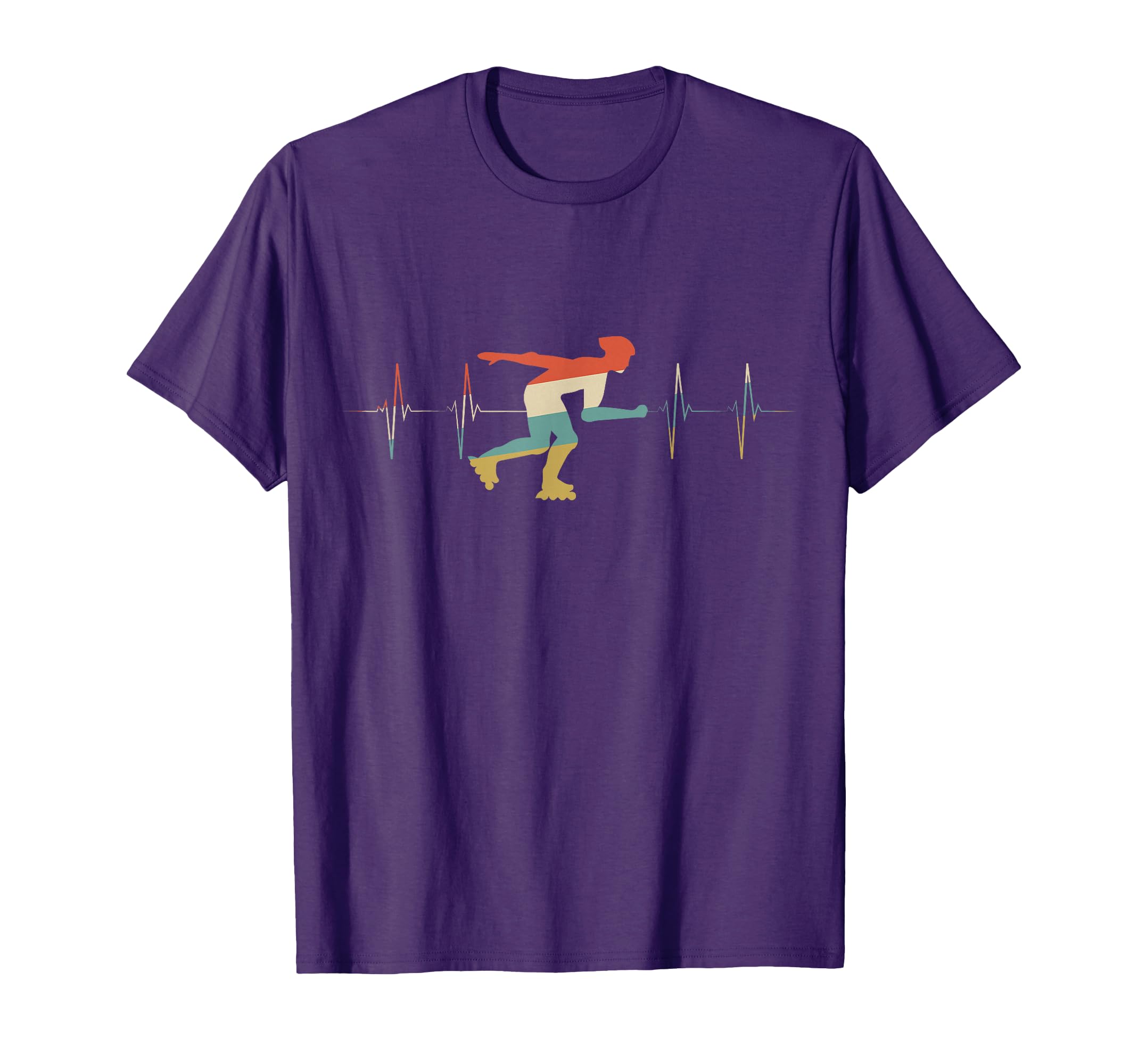 Inline Speed Skating Heartbeat Ecg Ekg T-Shirt - Custom Art Print Unisex - T-Shirt, Sweatshirt, Hoodie