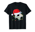 Soccer Santa Hat Wrapped Holiday Lights T-Shirt - Trendy Graphic Men Women - T-Shirt, Sweatshirt, Hoodie