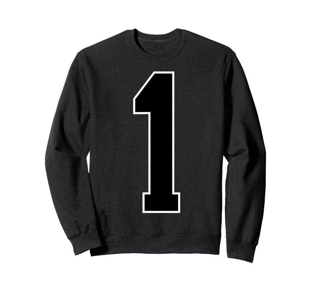 1 Black Sports Team Number Fan Sweatshirt - Trendy Graphic Unisex - T-Shirt, Sweatshirt, Hoodie