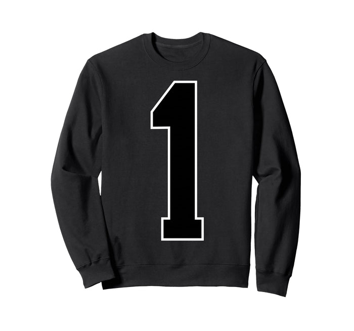 1 Black Sports Team Number Fan Sweatshirt - Trendy Graphic Unisex