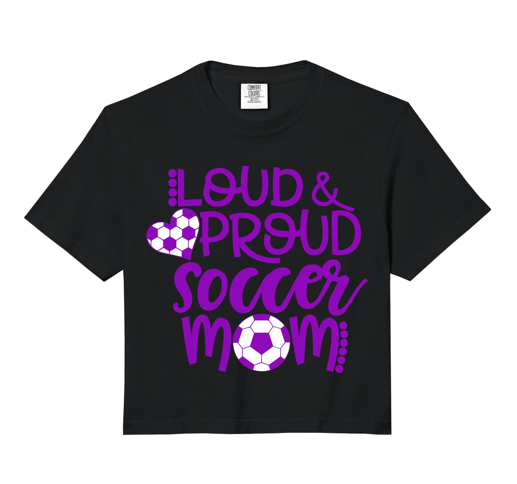 Purple And White Loud And Proud Soccer Mom Hoodie - Trendy Graphic Unisex - T-Shirt, Sweatshirt, Hoodie