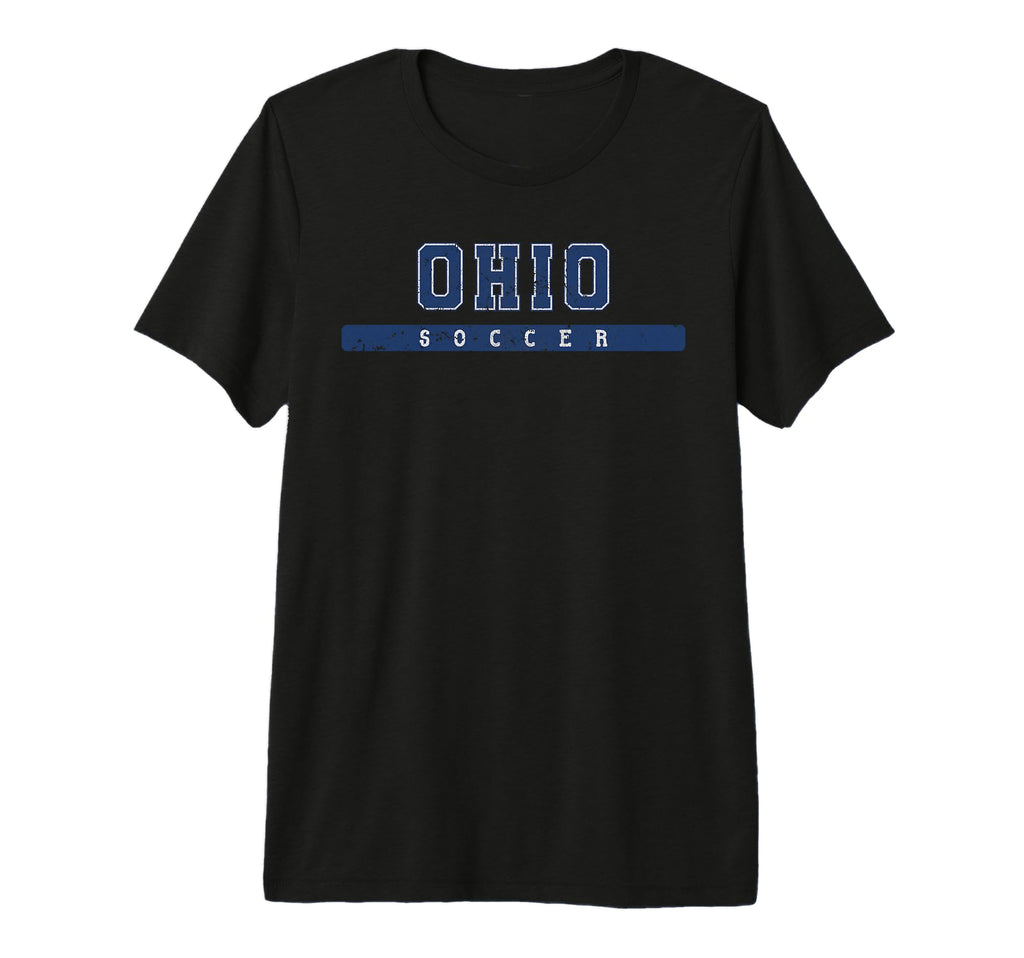 Ohio Soccer Blue Text Tri Blend T-Shirt - Fun Novelty Design Men Women - T-Shirt, Sweatshirt, Hoodie