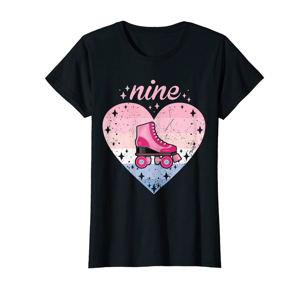 9 Year Old Roller Skating Birthday T-Shirt - Aesthetic Graphic Men Women - T-Shirt, Sweatshirt, Hoodie