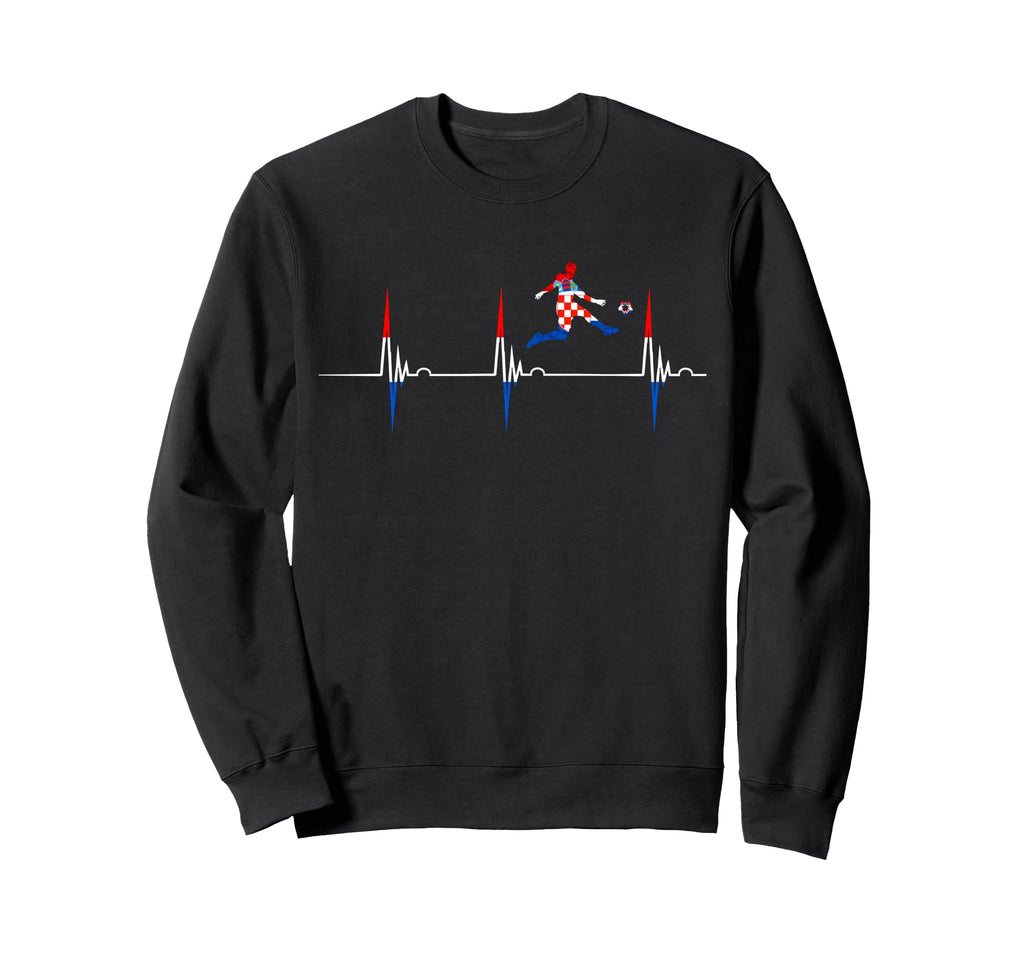 Croatian Pride Heartbeat Ekg Pulse Sweatshirt - Graphic Print for Adults - T-Shirt, Sweatshirt, Hoodie