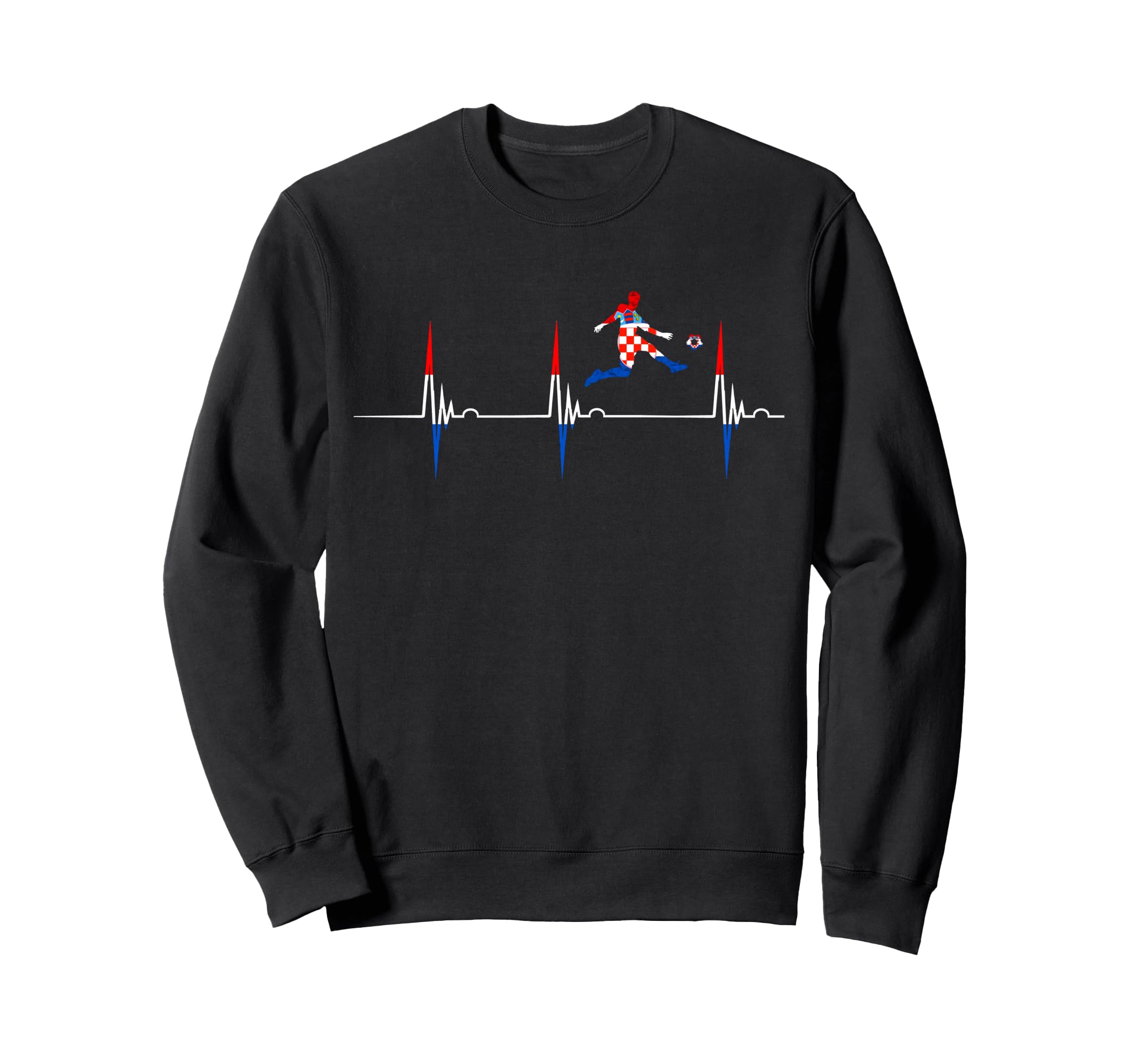Croatian Pride Heartbeat Ekg Pulse Sweatshirt - Graphic Print for Adults - T-Shirt, Sweatshirt, Hoodie