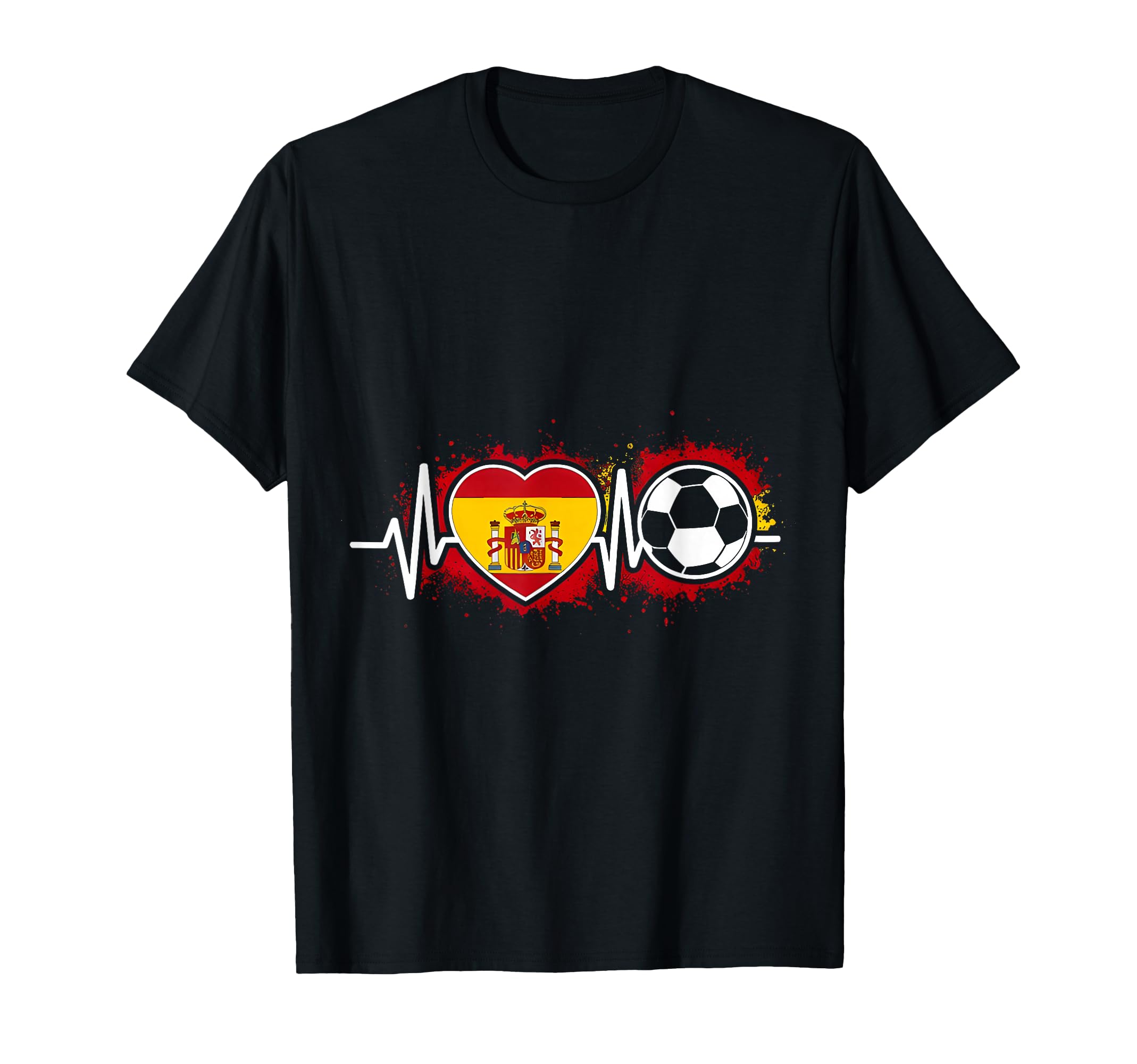 Spanish Football Heartbeat Spain Soccer T-Shirt - Unique Graphic Men Women - T-Shirt, Sweatshirt, Hoodie