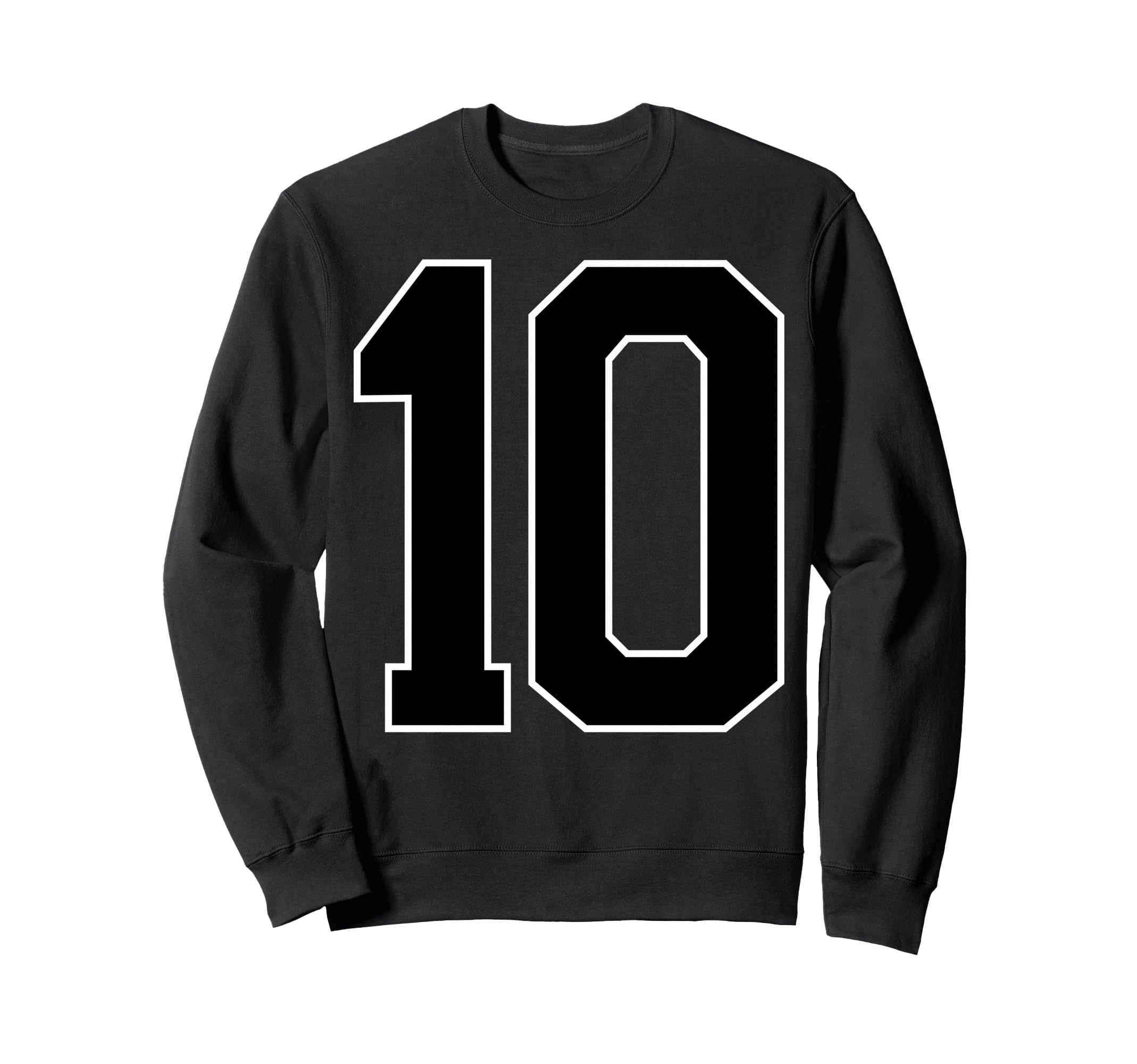 Black Sports Team Number 10 Sweatshirt - Casual Everyday Wear for Adults - T-Shirt, Sweatshirt, Hoodie