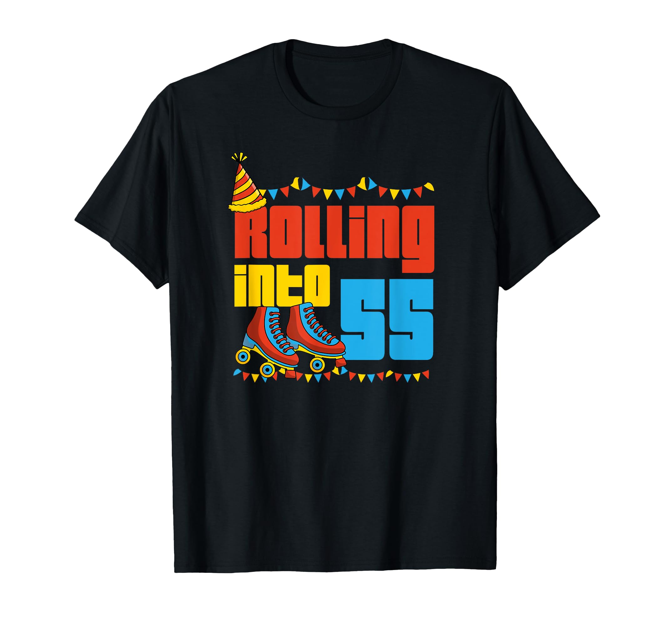 Rolling Into 55 Roller Skate 55Th T-Shirt - Aesthetic Graphic Men Women - T-Shirt, Sweatshirt, Hoodie