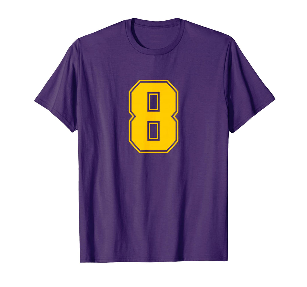 Number 8 Yellow Sports Team Number T-Shirt - Graphic Print Unisex - T-Shirt, Sweatshirt, Hoodie