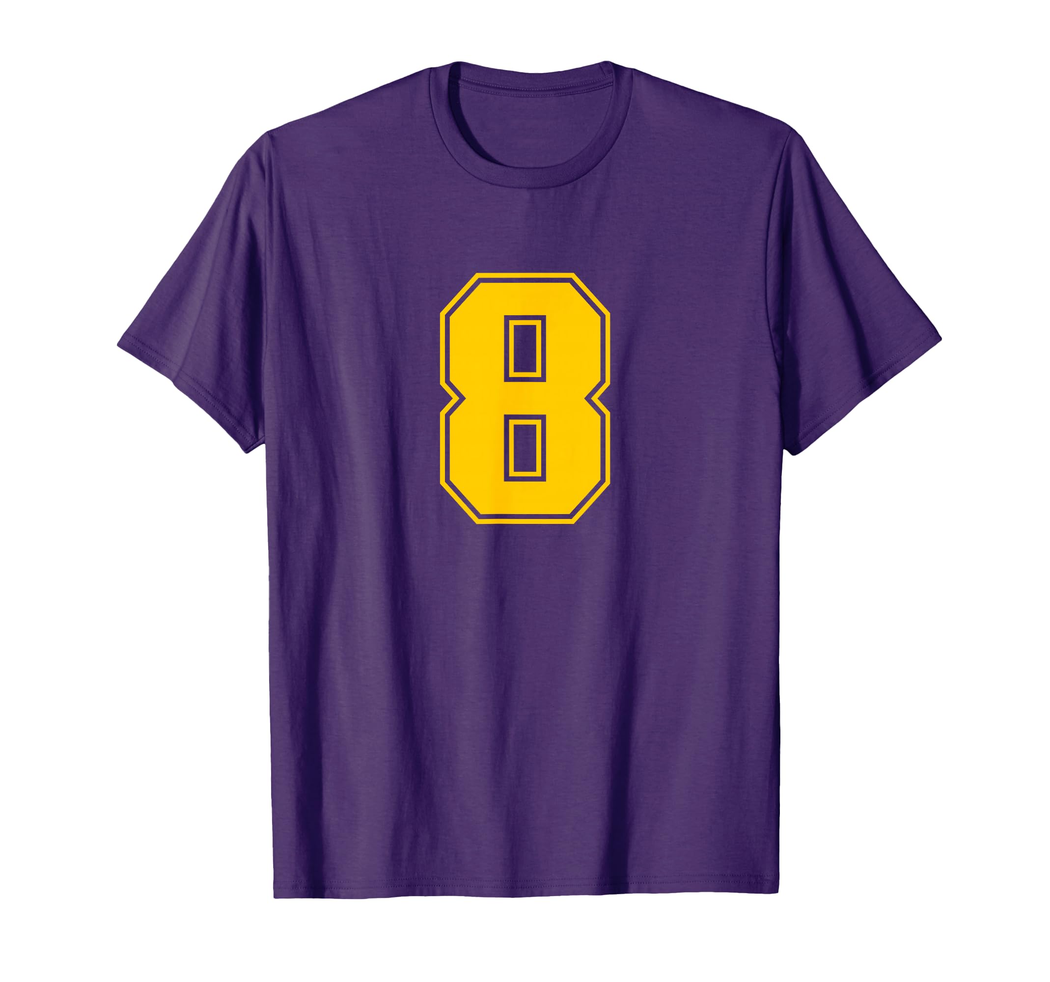 Number 8 Yellow Sports Team Number T-Shirt - Graphic Print Unisex - T-Shirt, Sweatshirt, Hoodie