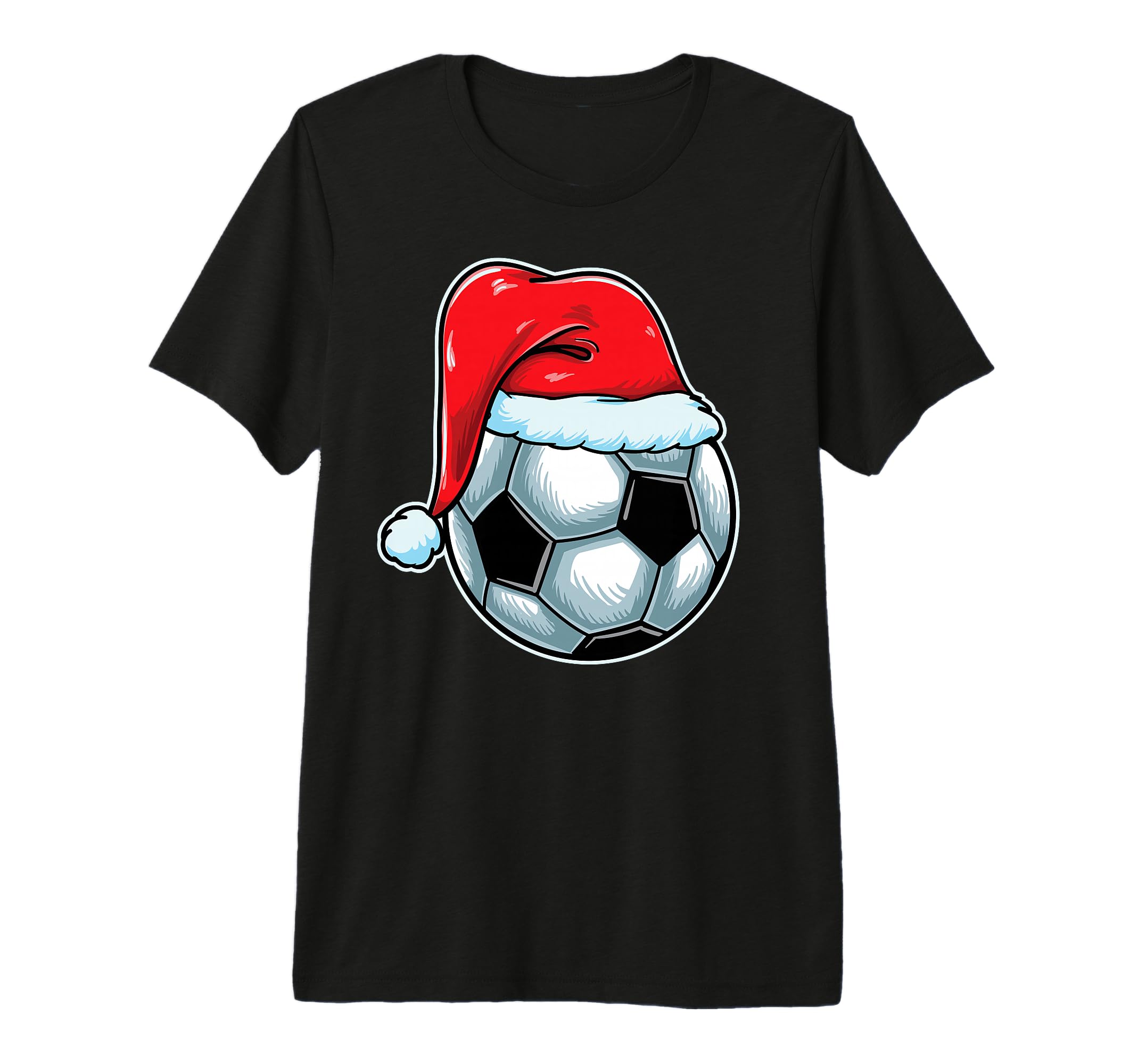 Soccer Ball Santa Hat Lights T-Shirt - Casual Everyday Wear for Adults - T-Shirt, Sweatshirt, Hoodie