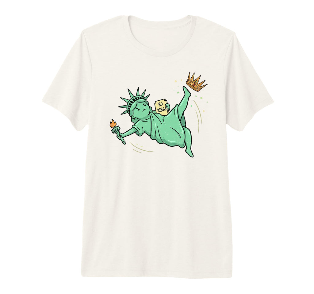 No Kings Statue Liberty Soccer Bicycle Kick T-Shirt - Graphic Print Unisex - T-Shirt, Sweatshirt, Hoodie