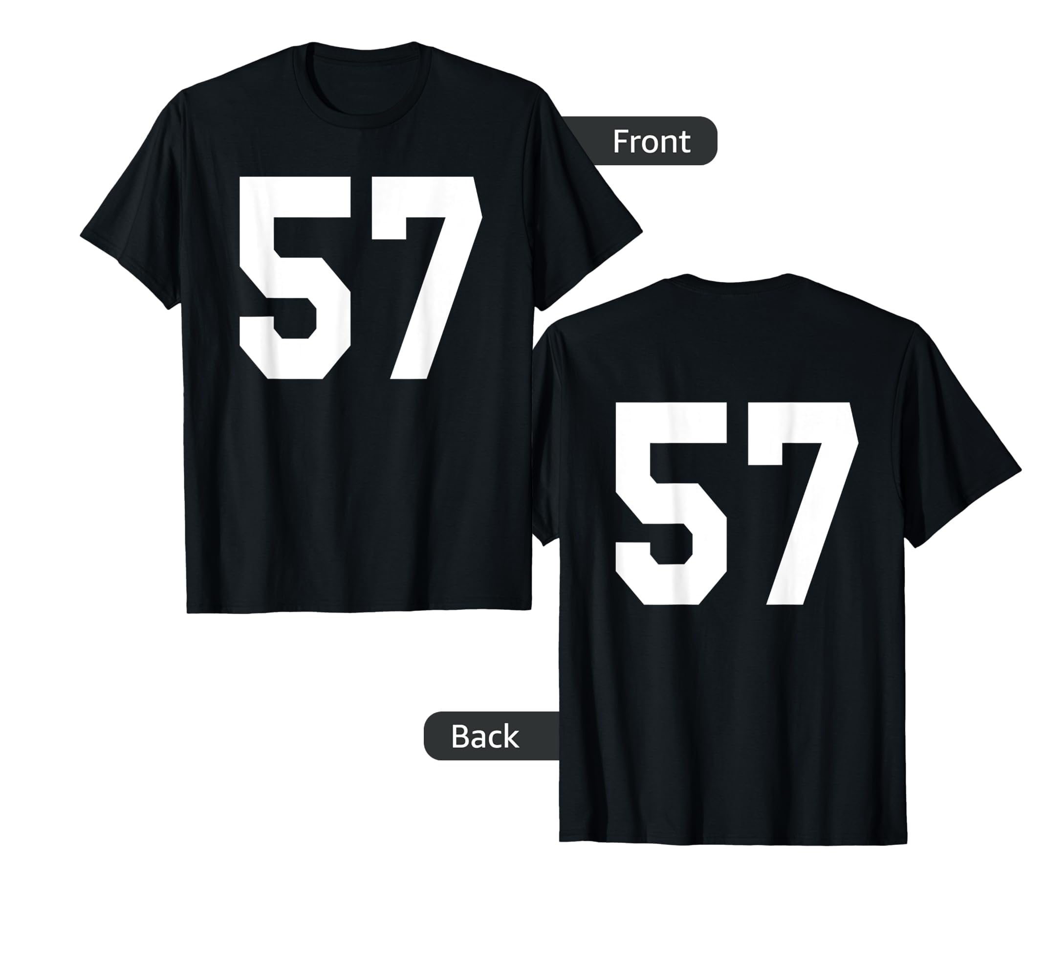 Number 57 Sports Jersey Front And T-Shirt - Novelty Apparel for Adults - T-Shirt, Sweatshirt, Hoodie