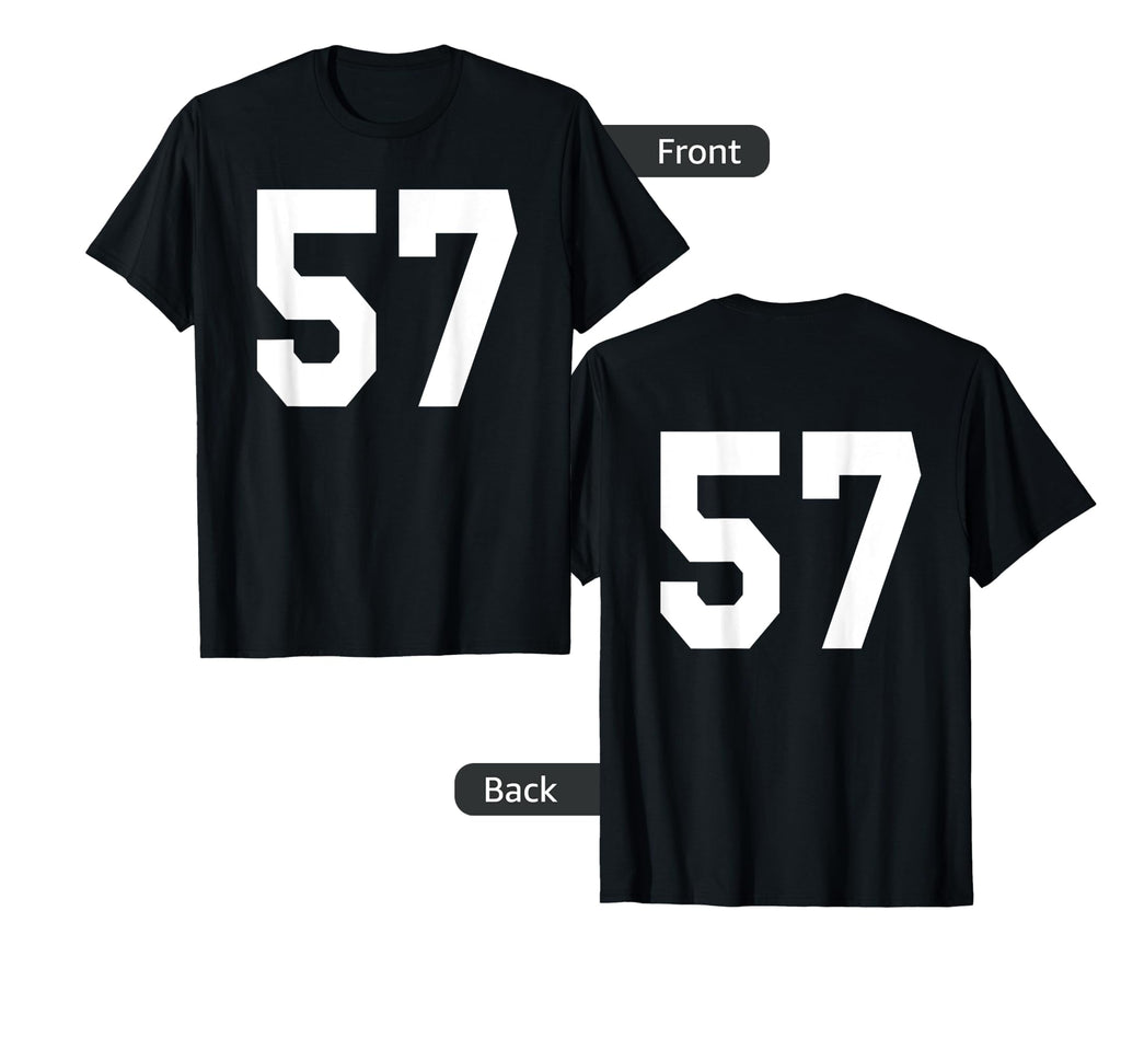 Number 57 Sports Jersey Front And Back T-Shirt - Graphic Print Men Women - T-Shirt, Sweatshirt, Hoodie