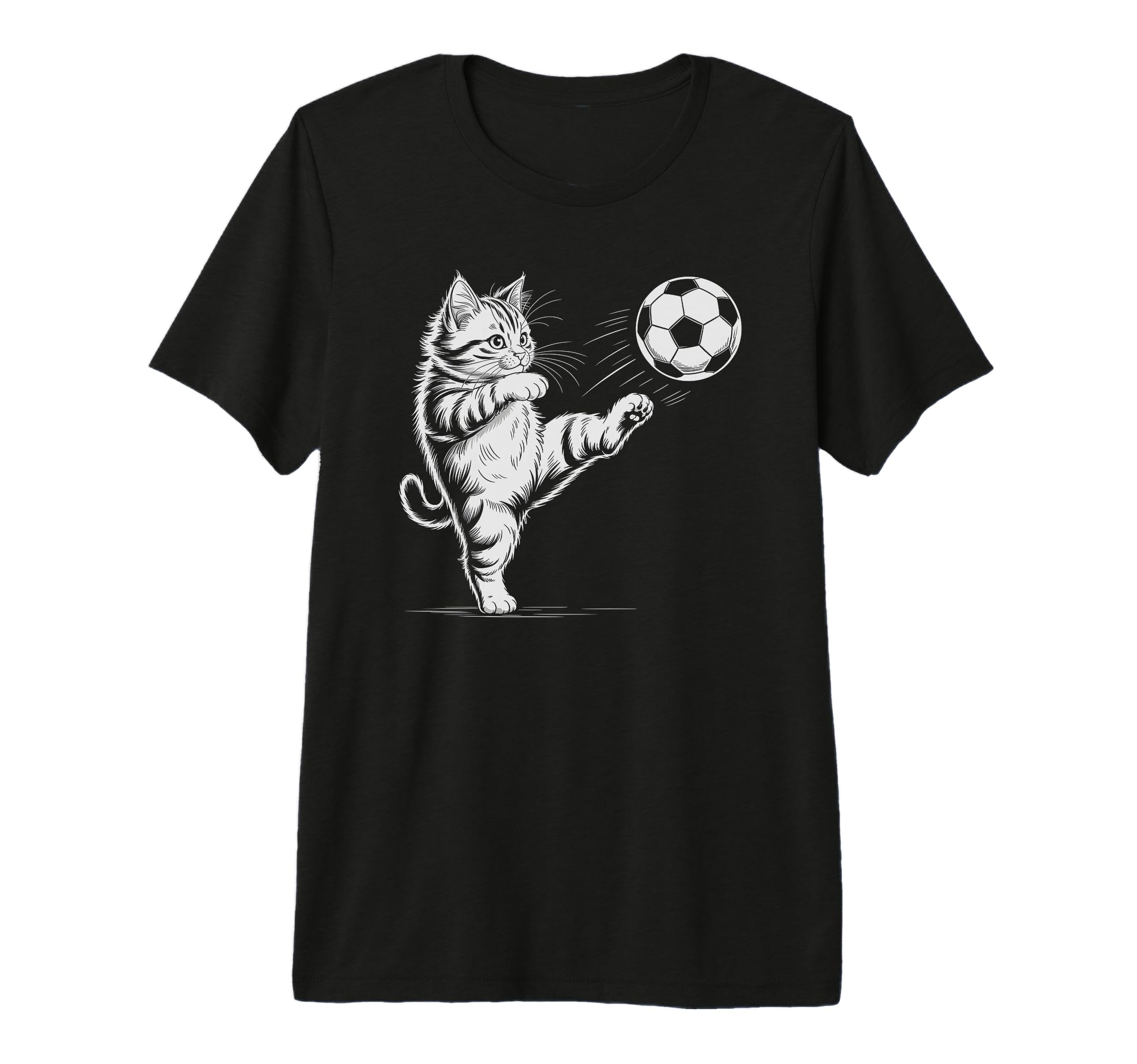 Soccer Cat Star Player Score Game T-Shirt - Minimalist Print Men Women - T-Shirt, Sweatshirt, Hoodie