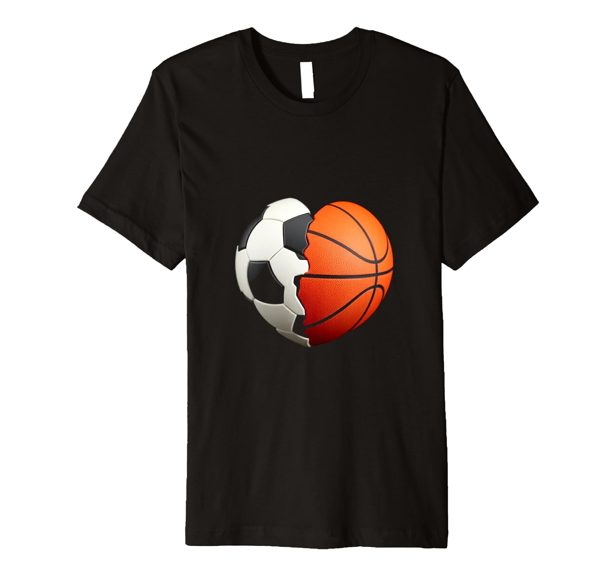 Split Heart Soccer Basketball T-Shirt - Fun Novelty Design Men Women - T-Shirt, Sweatshirt, Hoodie