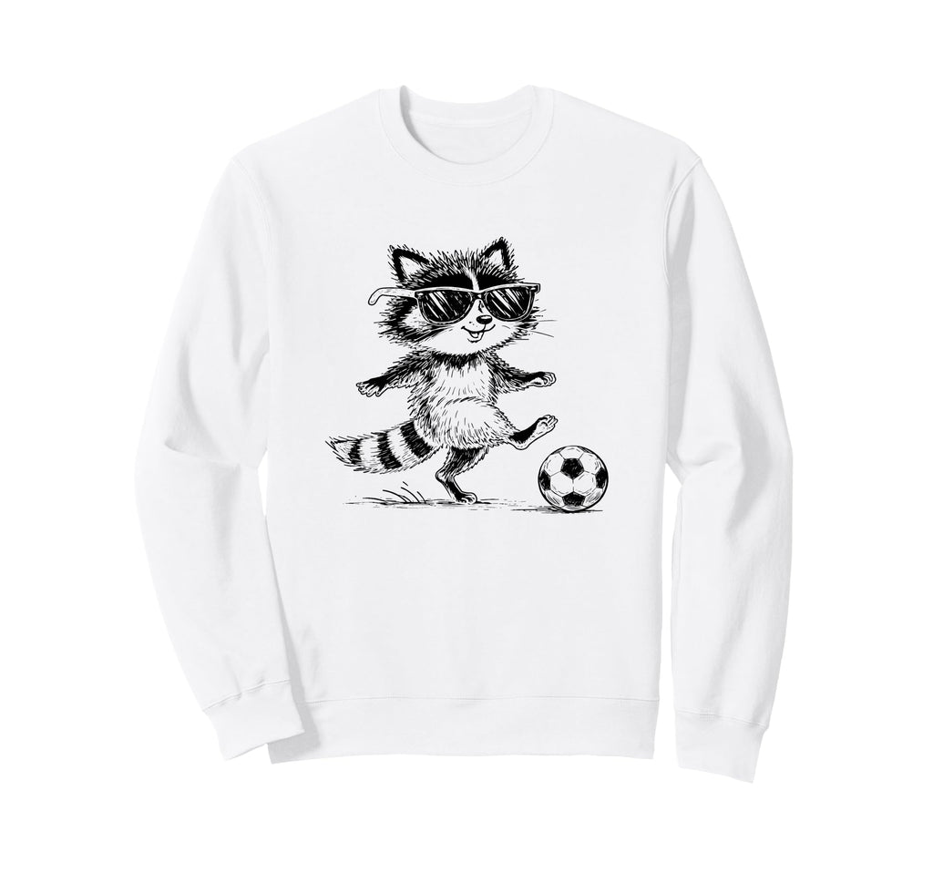 Funny Soccer Raccoon Sunglasses Sweatshirt - Trendy Graphic for Adults - T-Shirt, Sweatshirt, Hoodie