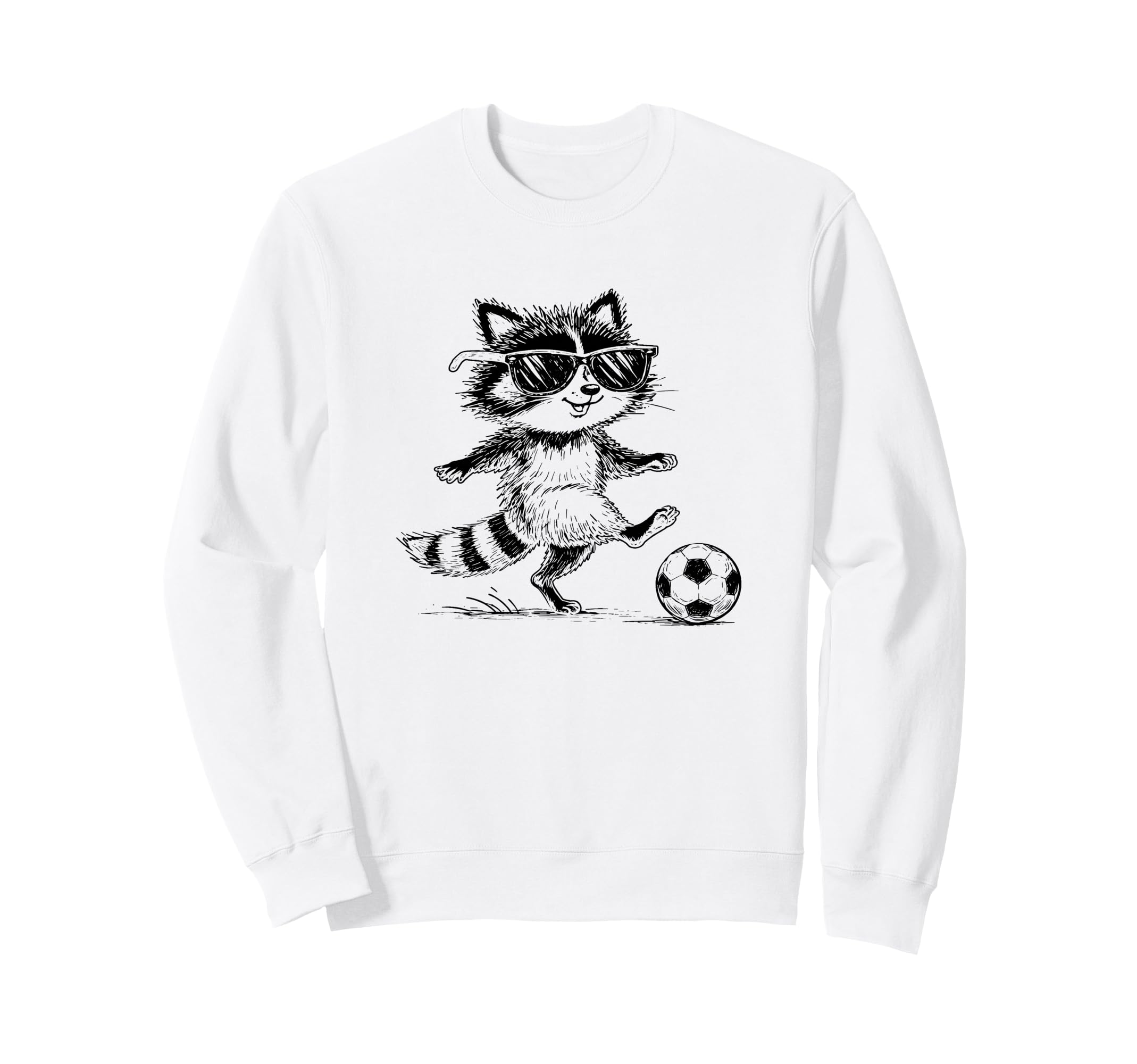 Funny Soccer Raccoon Sunglasses Sweatshirt - Trendy Graphic for Adults - T-Shirt, Sweatshirt, Hoodie