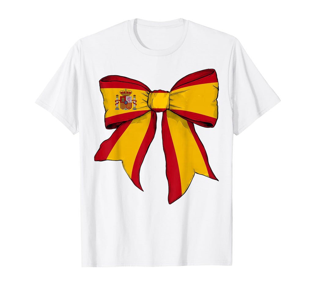 Spain Spanish Pride Flag Coquette Bow T-Shirt - Aesthetic Graphic Unisex - T-Shirt, Sweatshirt, Hoodie