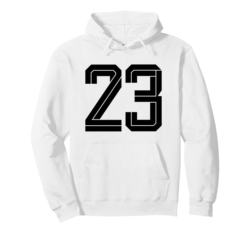 23 White Number 23 Sports Fan Soccer Hoodie - Unique Graphic Men Women - T-Shirt, Sweatshirt, Hoodie