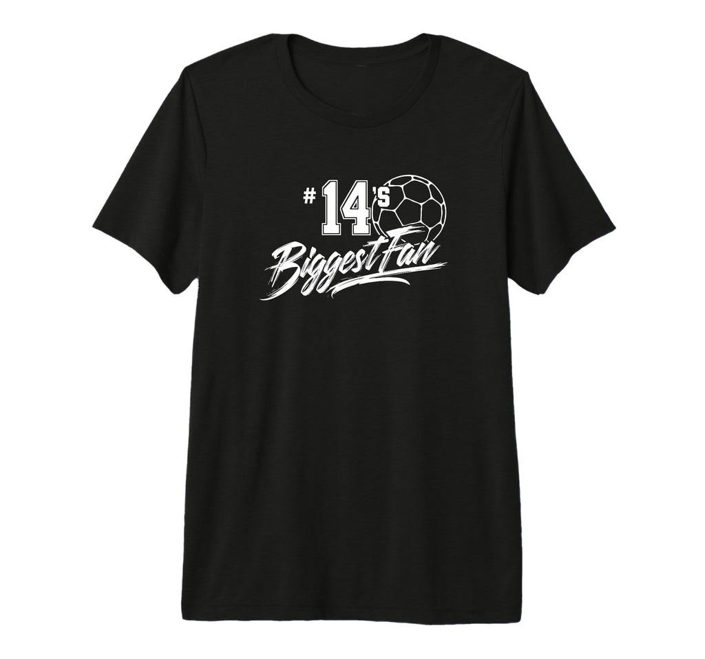 Number 14S Biggest Fan Soccer Player Mom T-Shirt - Graphic Print Men Women - T-Shirt, Sweatshirt, Hoodie