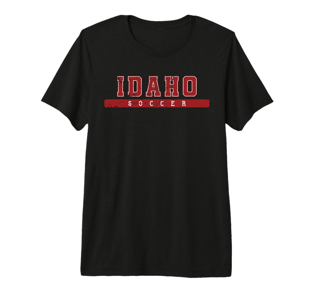 Idaho Soccer Red Text Tri Blend T-Shirt - Minimalist Print for Adults - T-Shirt, Sweatshirt, Hoodie