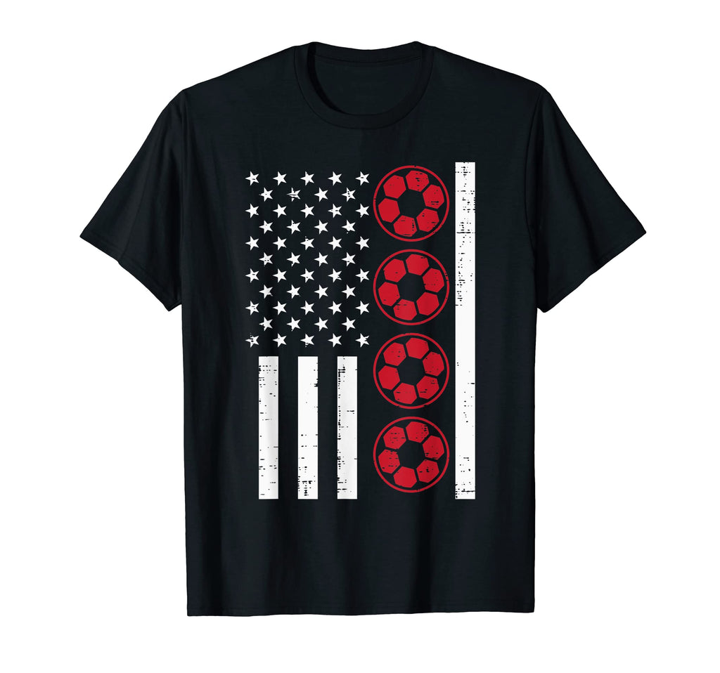 American Flag Red Soccer Balls T-Shirt - Unique Graphic for Adults - T-Shirt, Sweatshirt, Hoodie