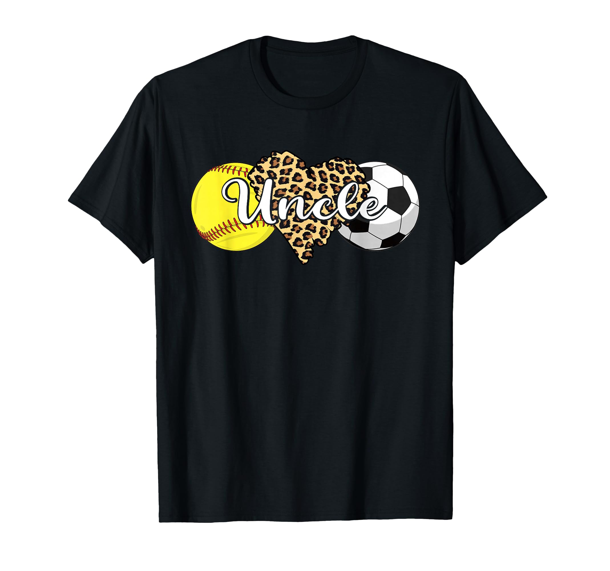 Uncle Softball Soccer Leopard Heart T-Shirt - Novelty Apparel for Adults - T-Shirt, Sweatshirt, Hoodie