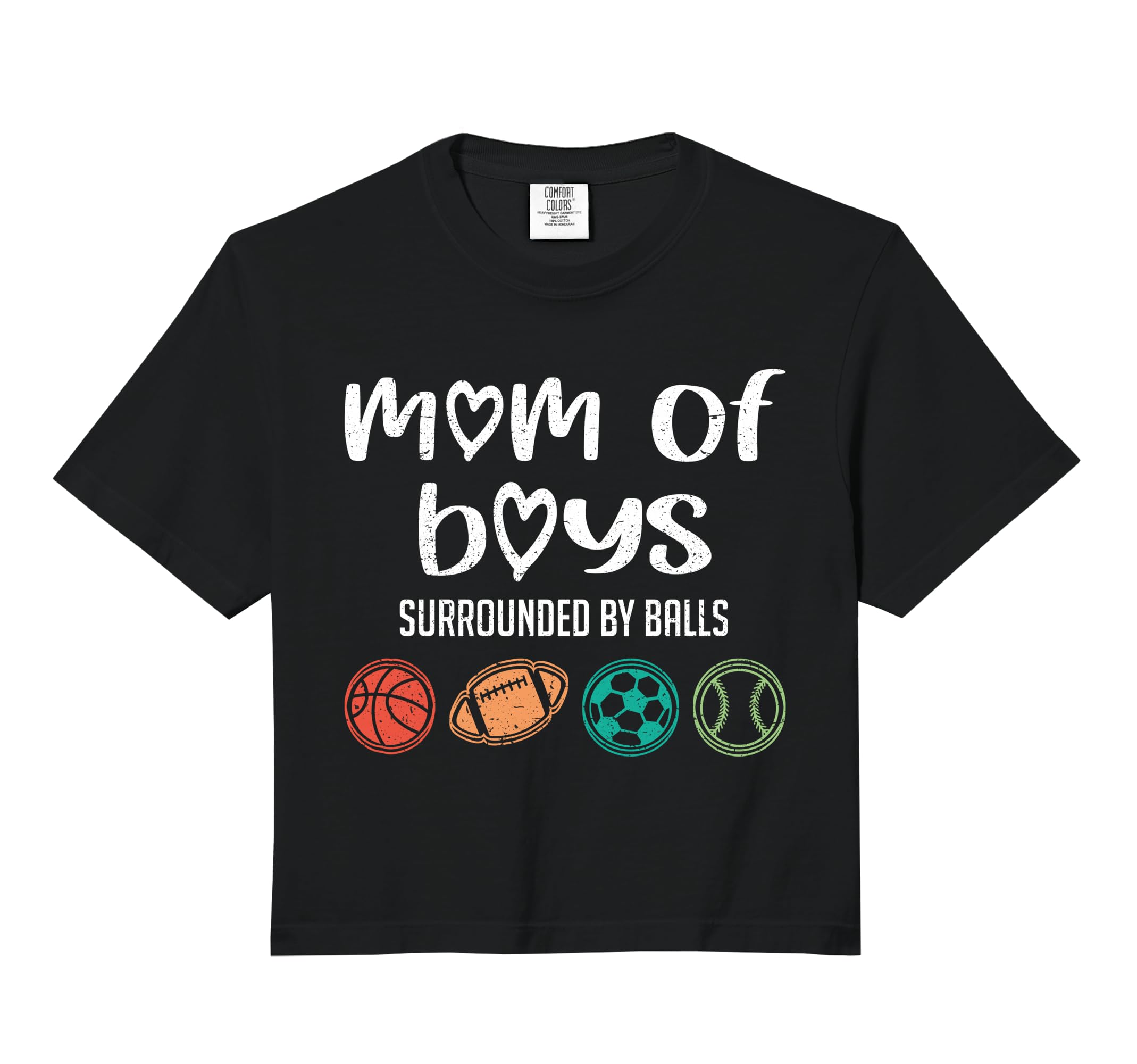 Mom Surrounded Balls Distressed T-Shirt - Custom Art Print Men Women - T-Shirt, Sweatshirt, Hoodie