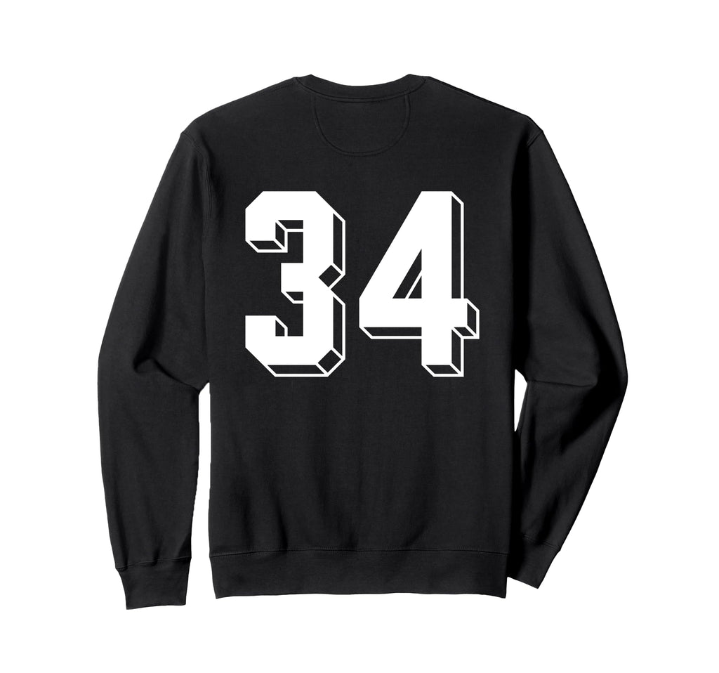 Number 34 Backside 80S 90S Team Sweatshirt - Custom Art Print for Adults - T-Shirt, Sweatshirt, Hoodie