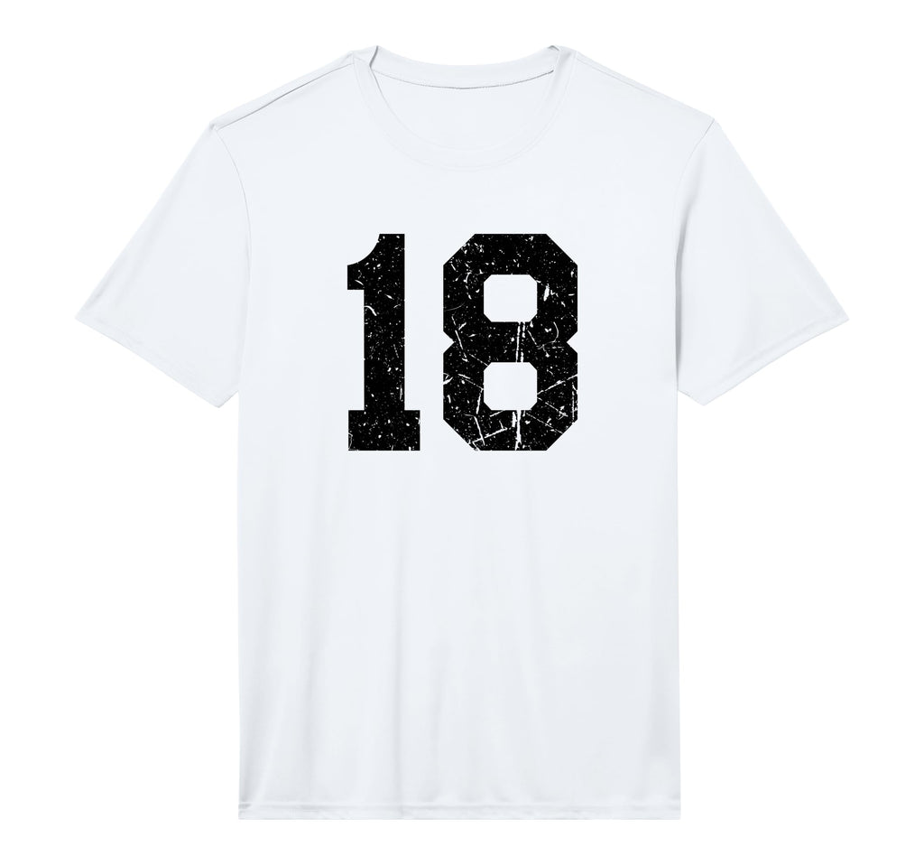 Number 18 Sport Black Distressed T-Shirt - Fun Novelty Design Unisex - T-Shirt, Sweatshirt, Hoodie