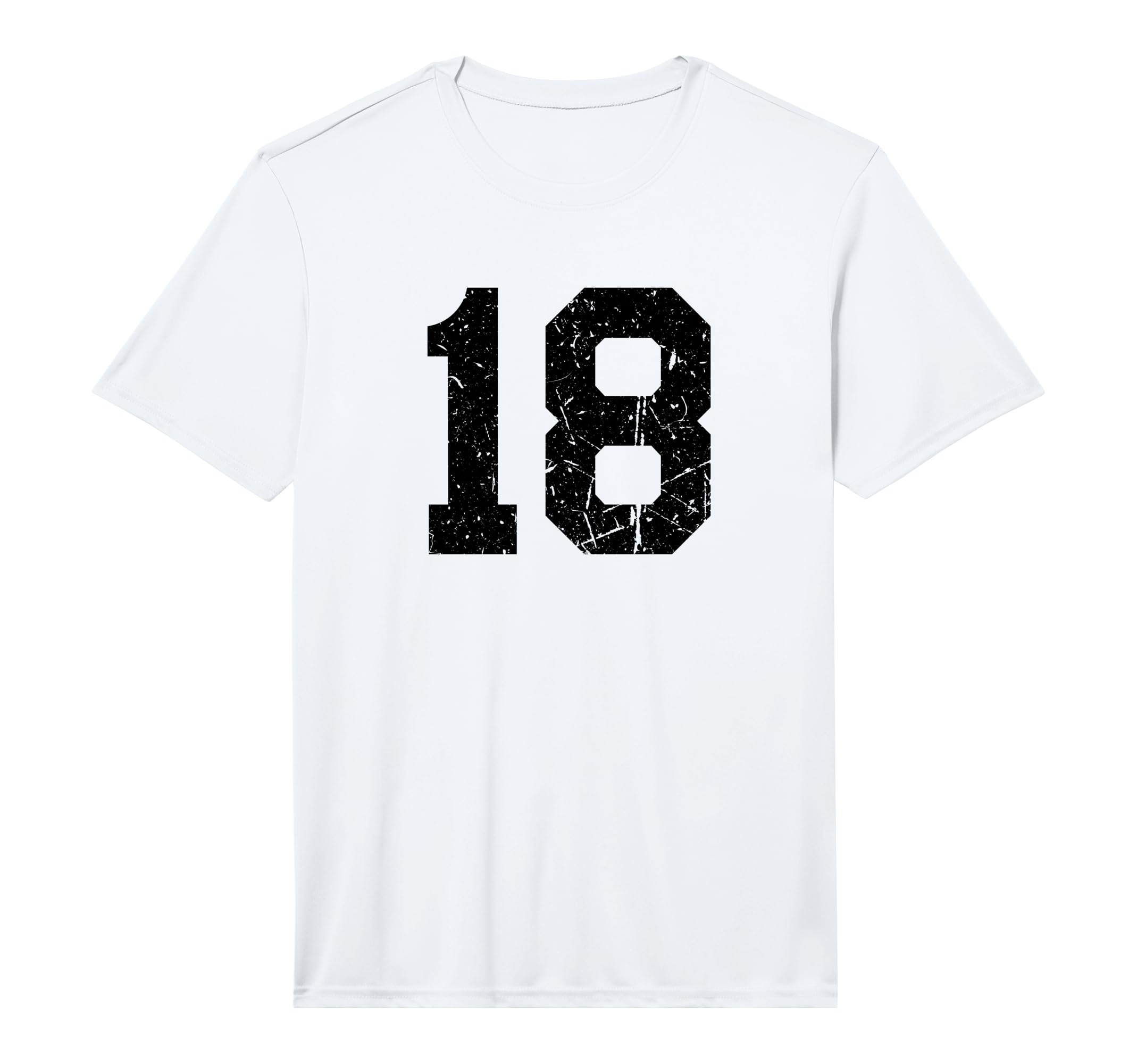 Number 18 Sport Black Distressed T-Shirt - Fun Novelty Design Unisex - T-Shirt, Sweatshirt, Hoodie
