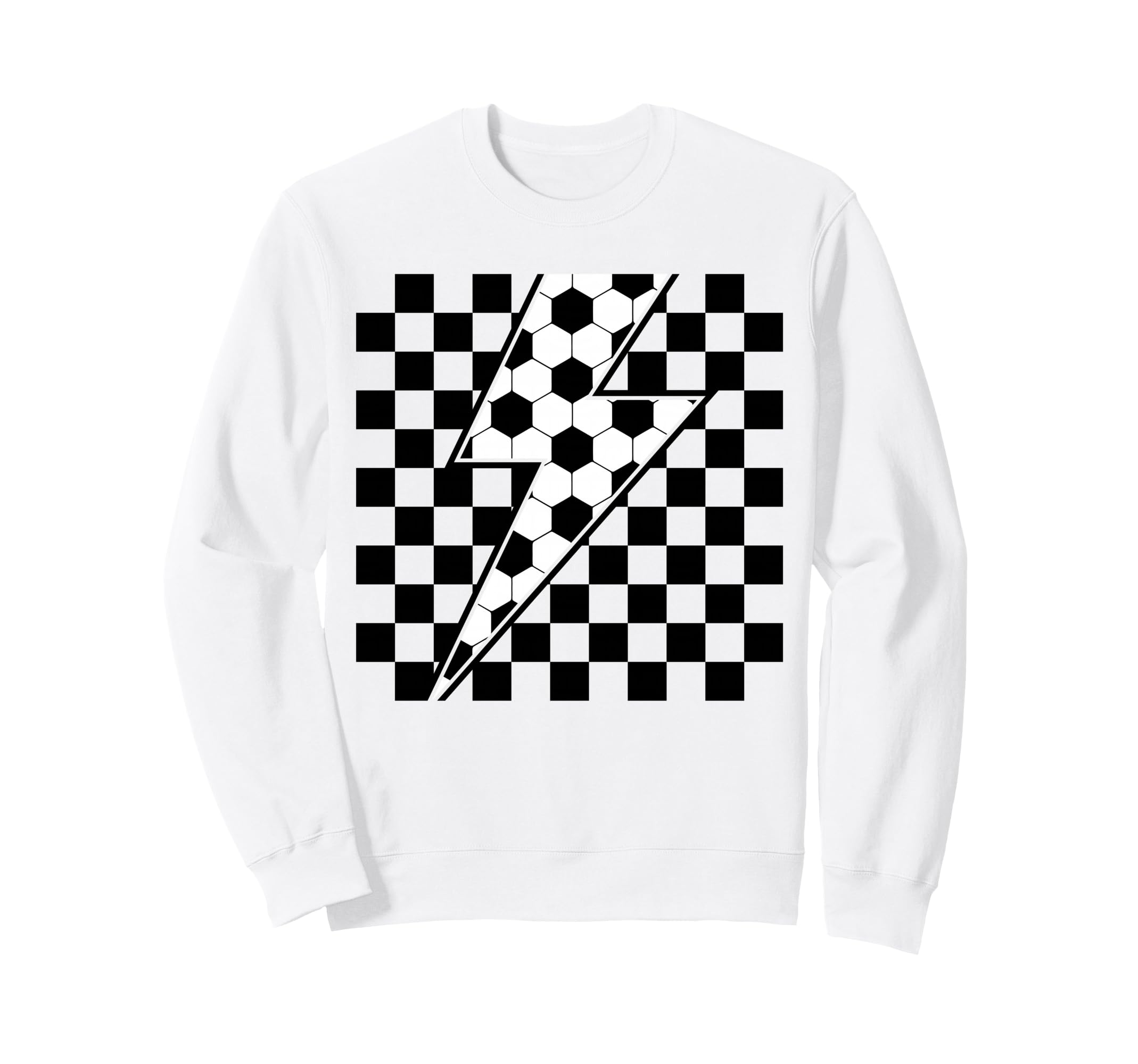 Lightning Bolt Checkered Aesthetic Sweatshirt - Novelty Apparel Unisex - T-Shirt, Sweatshirt, Hoodie