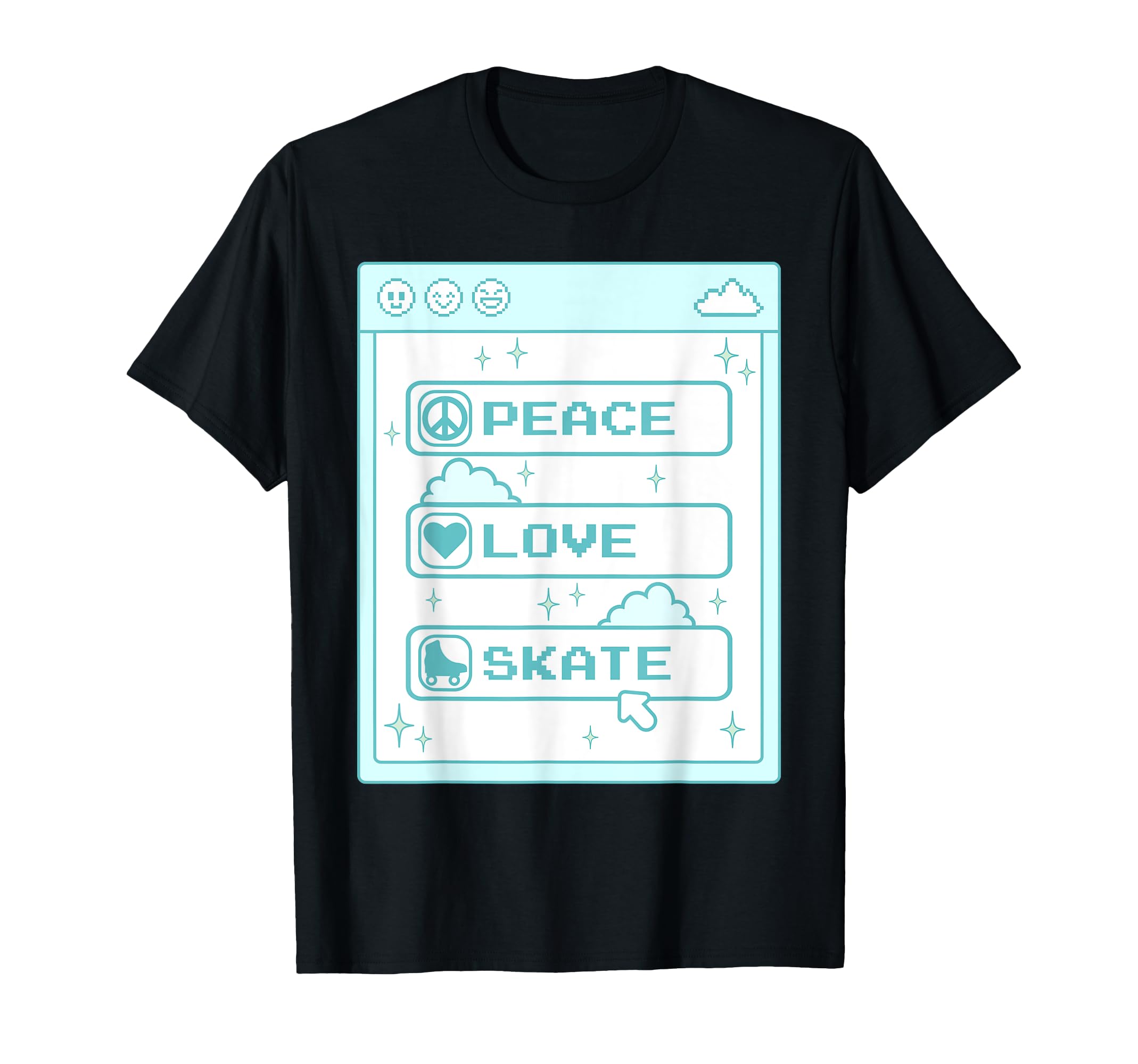 Pc Computer Geek Peace Love Skate T-Shirt - Custom Art Print for Adults - T-Shirt, Sweatshirt, Hoodie