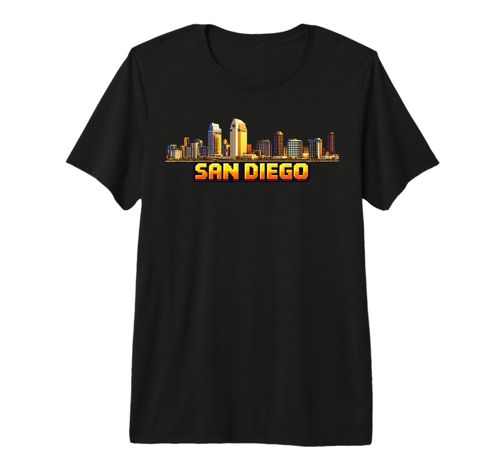 San Diego 8 Bit Video Arcade Gamer T-Shirt - Fun Novelty Design for Adults - T-Shirt, Sweatshirt, Hoodie