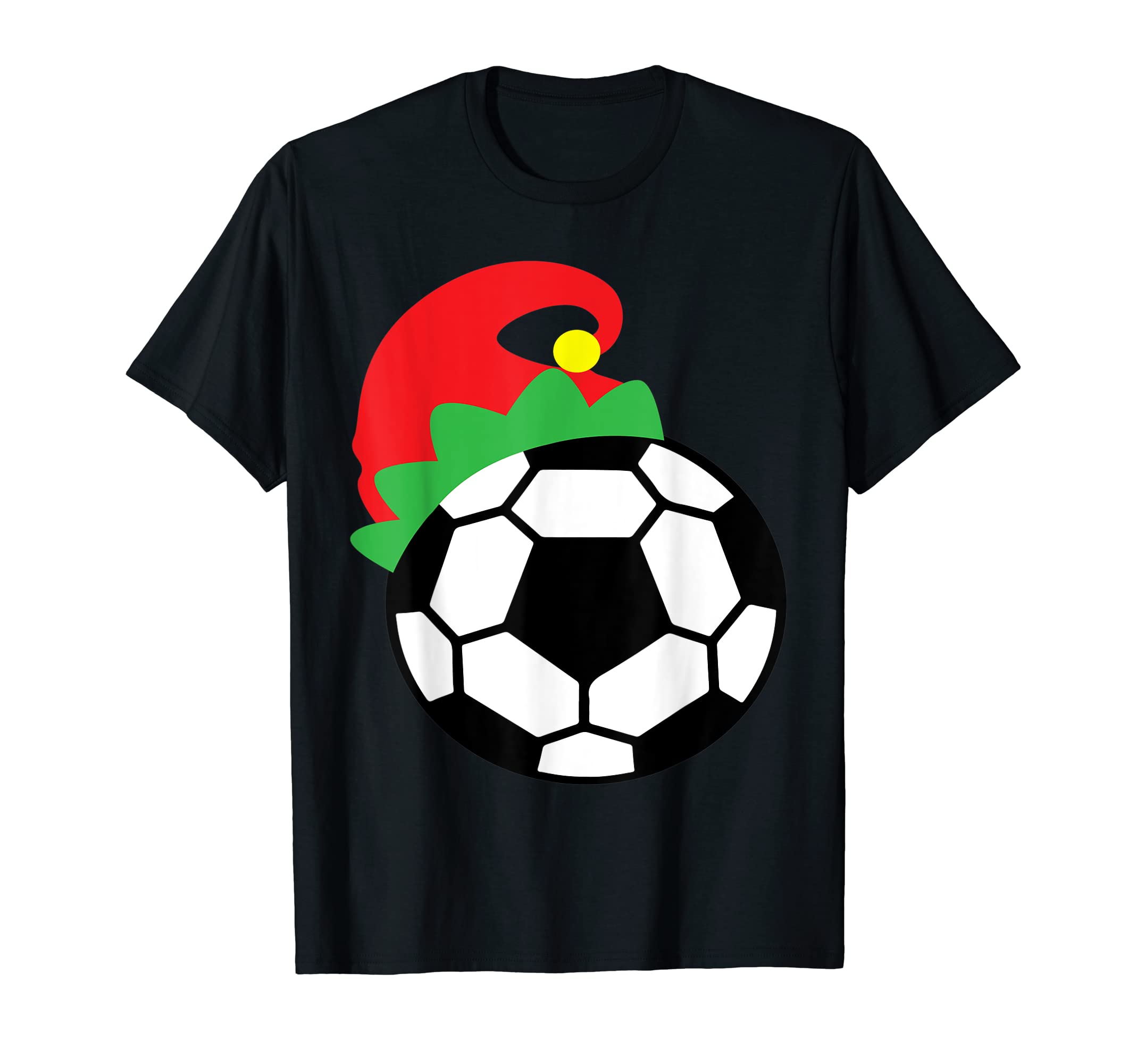 Funny Soccer Ball W Elf Hat Santa Hat T-Shirt - Aesthetic Graphic Men Women - T-Shirt, Sweatshirt, Hoodie
