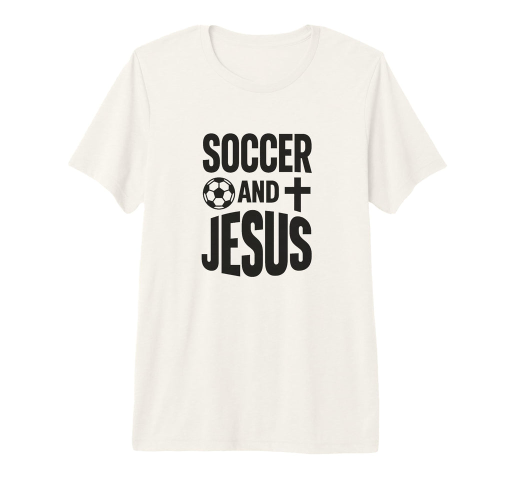 Soccer And Jesus Christian Tri Blend T-Shirt - Trendy Graphic for Adults - T-Shirt, Sweatshirt, Hoodie