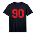 Number 90 Sport Red Distressed Varsity T-Shirt - Trendy Graphic for Adults - T-Shirt, Sweatshirt, Hoodie