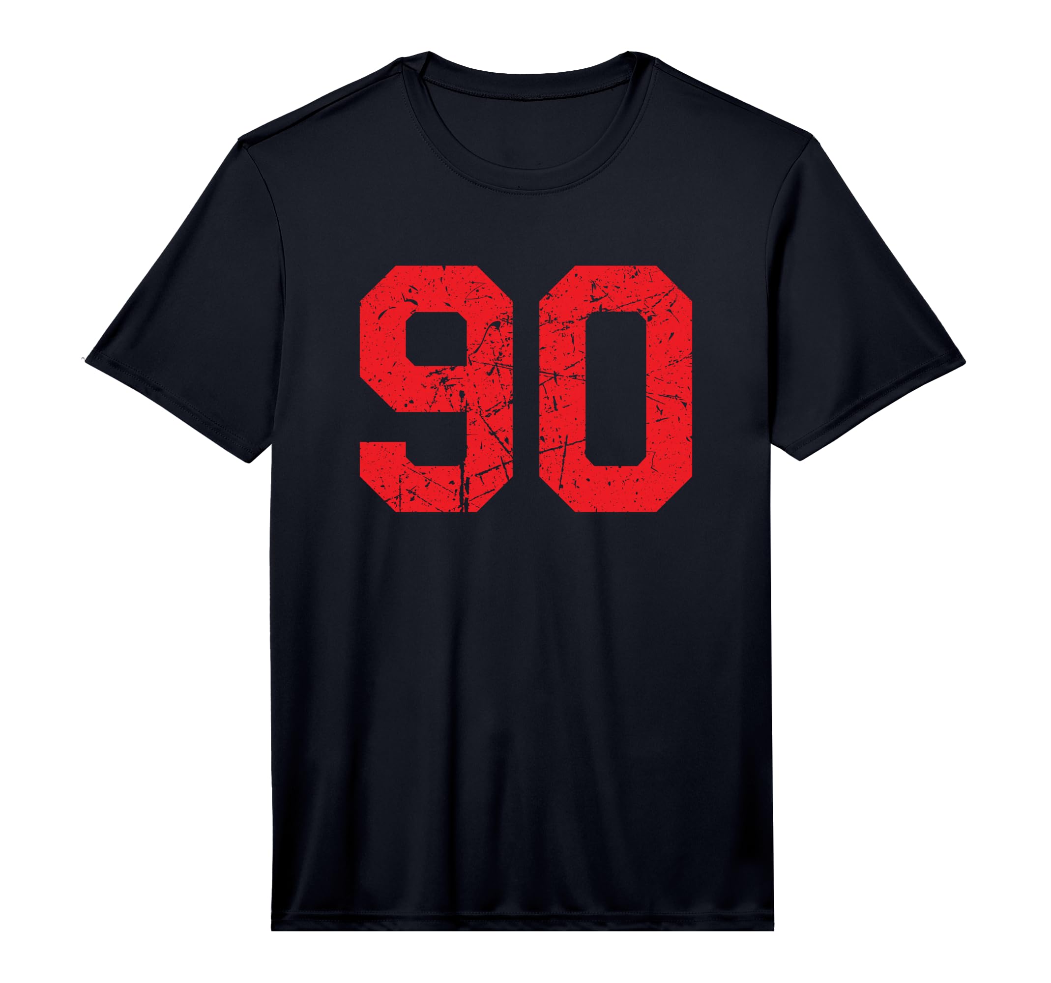 Number 90 Sport Red Distressed Varsity T-Shirt - Trendy Graphic for Adults - T-Shirt, Sweatshirt, Hoodie