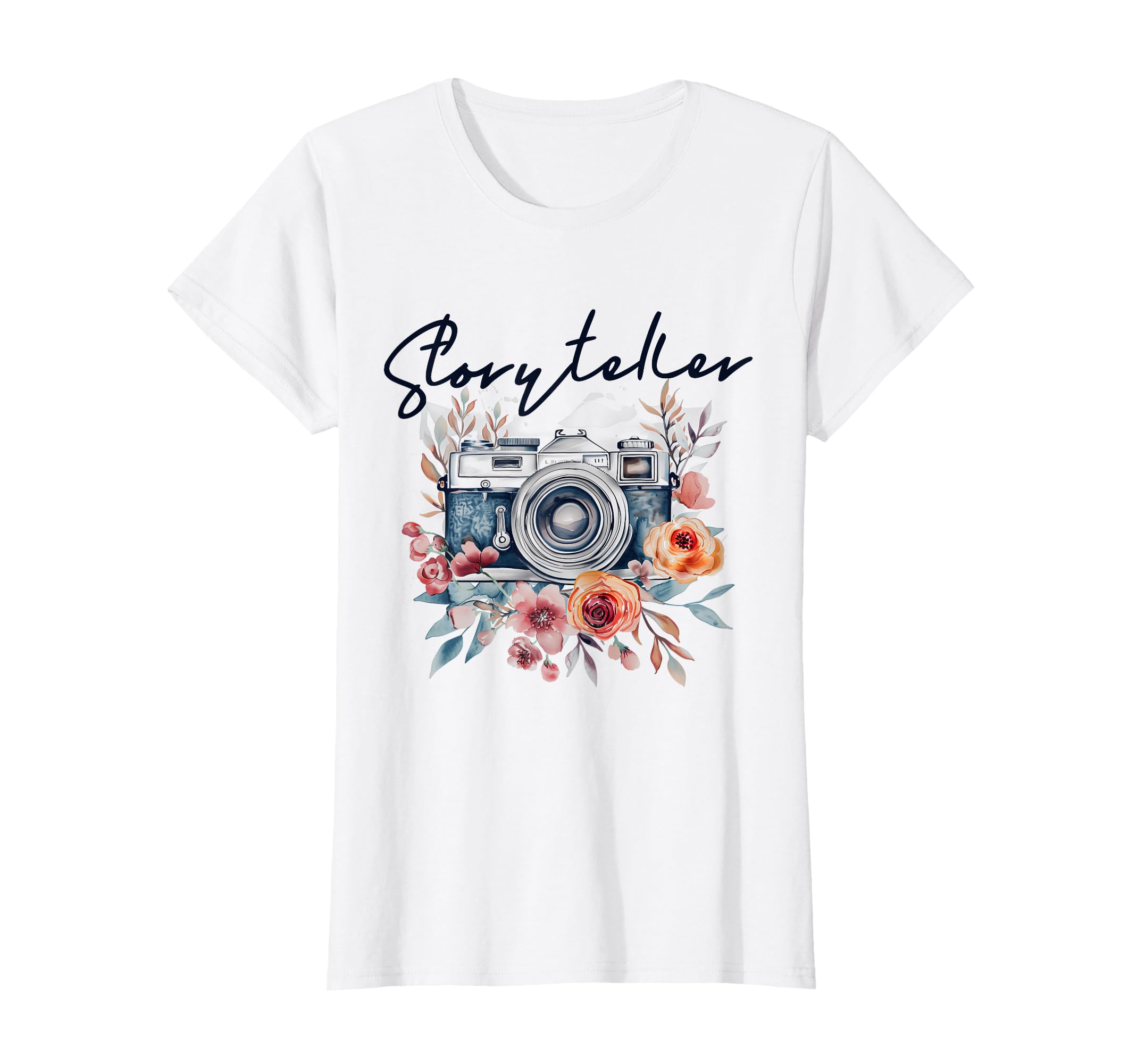 Photographer Storyteller Camera Flowers T-Shirt - Custom Art Print Unisex - T-Shirt, Sweatshirt, Hoodie