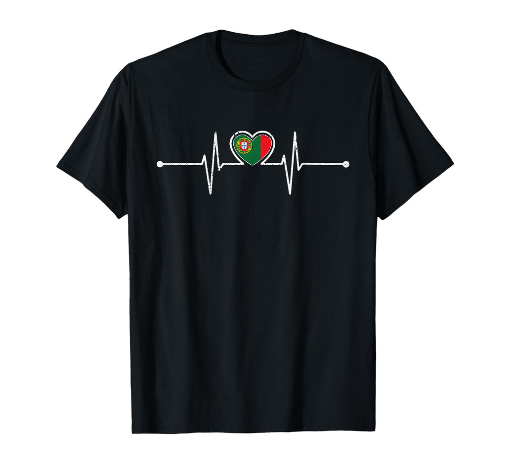 Portugal Soccer Heartbeat Portugese T-Shirt - Novelty Apparel for Adults - T-Shirt, Sweatshirt, Hoodie