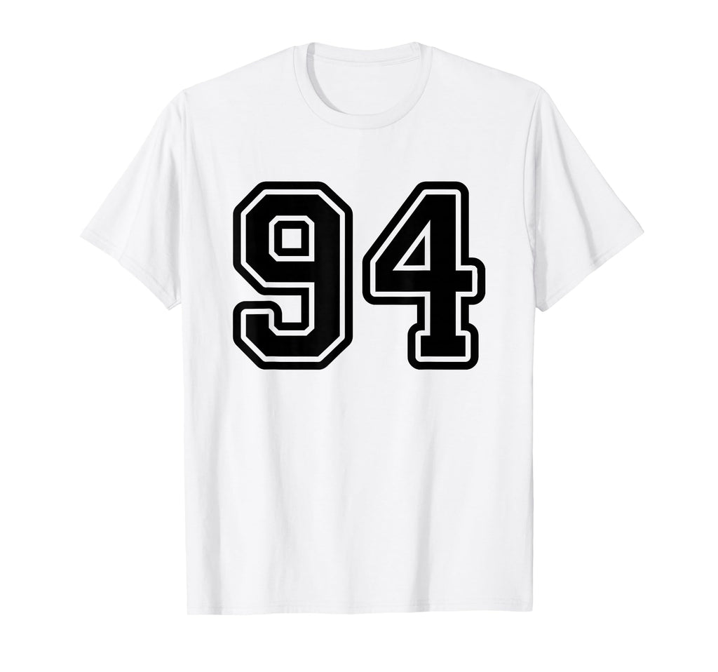 Number 94 Black Sports Team T-Shirt - Fun Novelty Design for Adults - T-Shirt, Sweatshirt, Hoodie