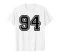 Number 94 Black Sports Team T-Shirt - Fun Novelty Design for Adults - T-Shirt, Sweatshirt, Hoodie